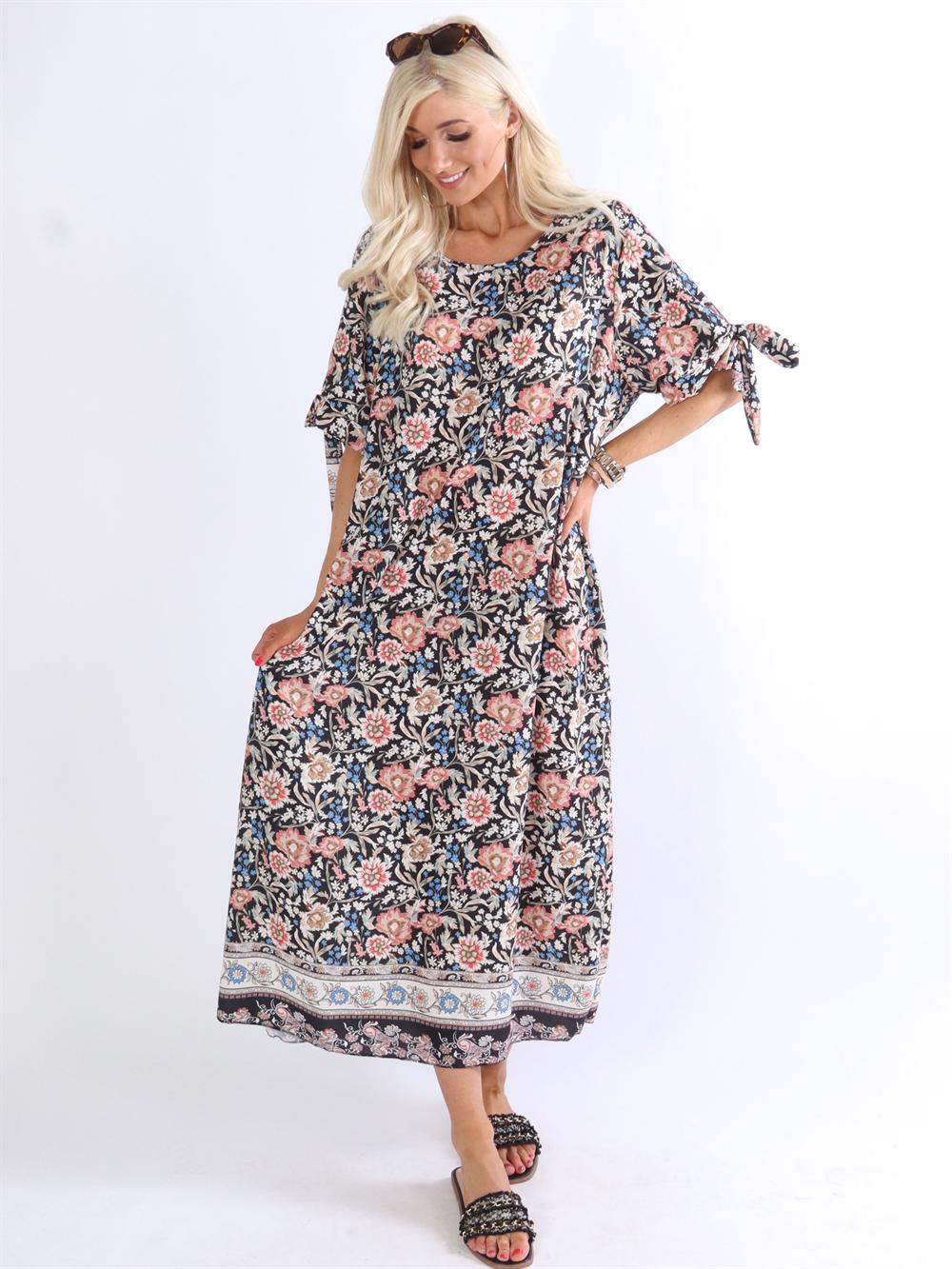 Enia - Blommig lång tunikaklänning