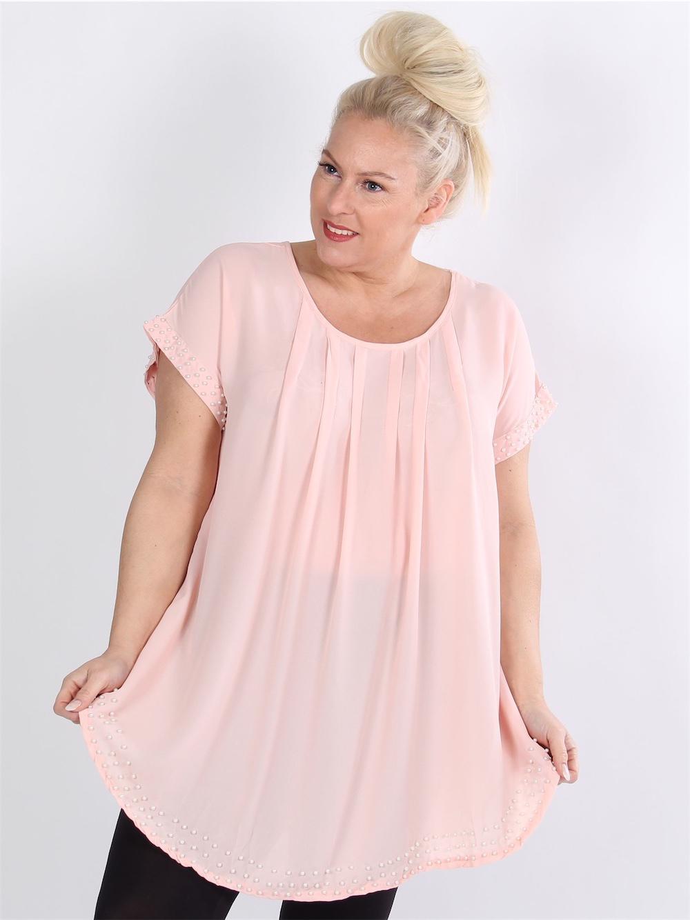 Federica - Svart tunika med vita pärlor och band