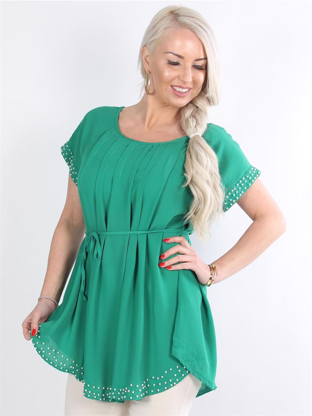 Federica - Svart tunika med vita pärlor och band