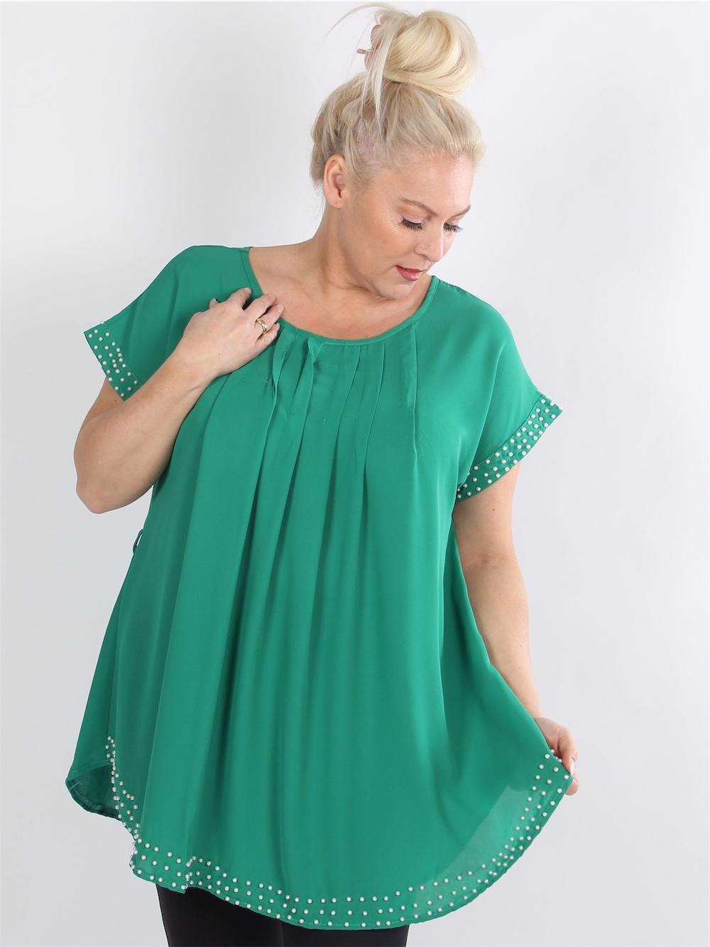 Federica - Svart tunika med vita pärlor och band