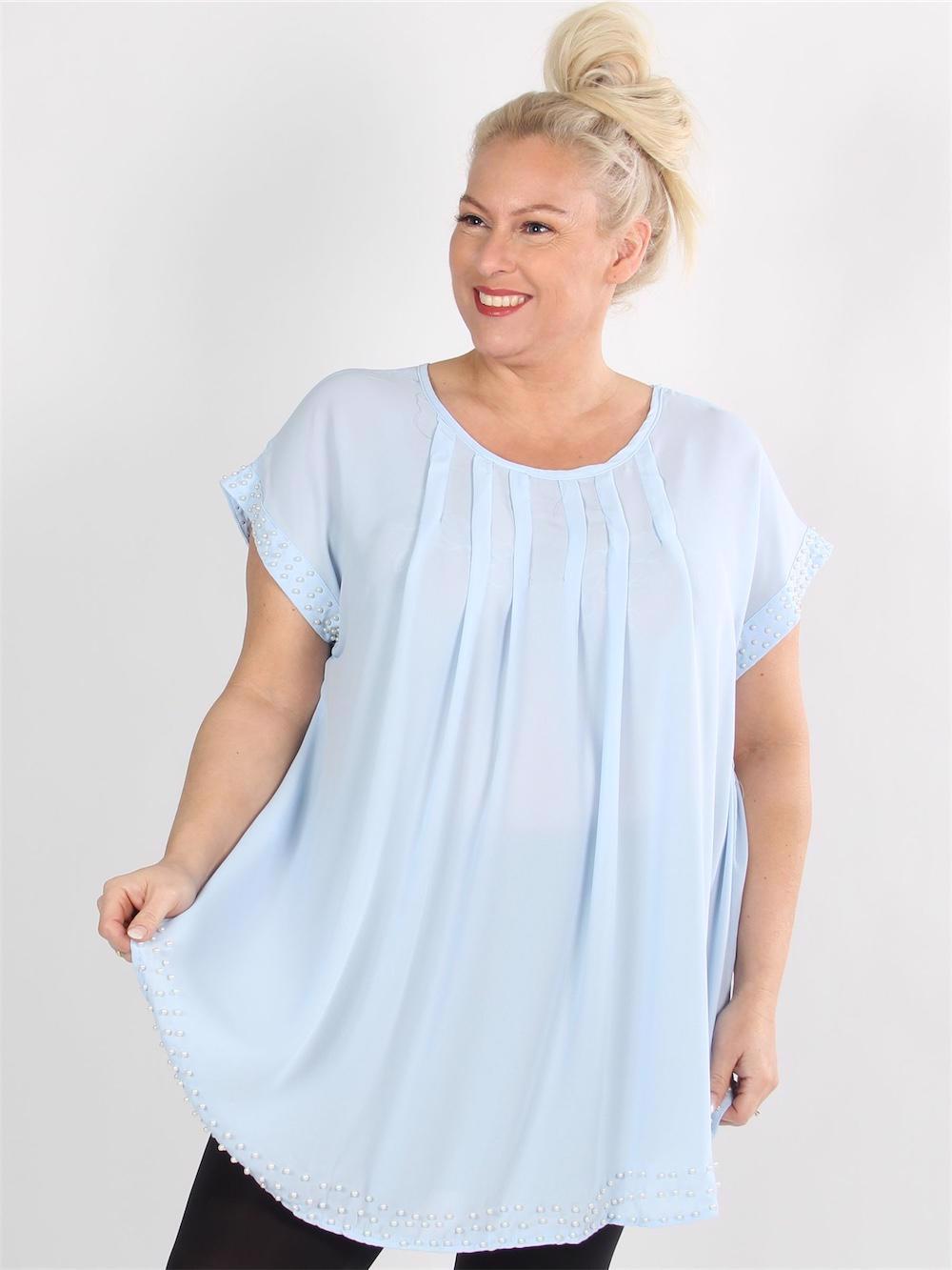 Federica - Svart tunika med vita pärlor och band