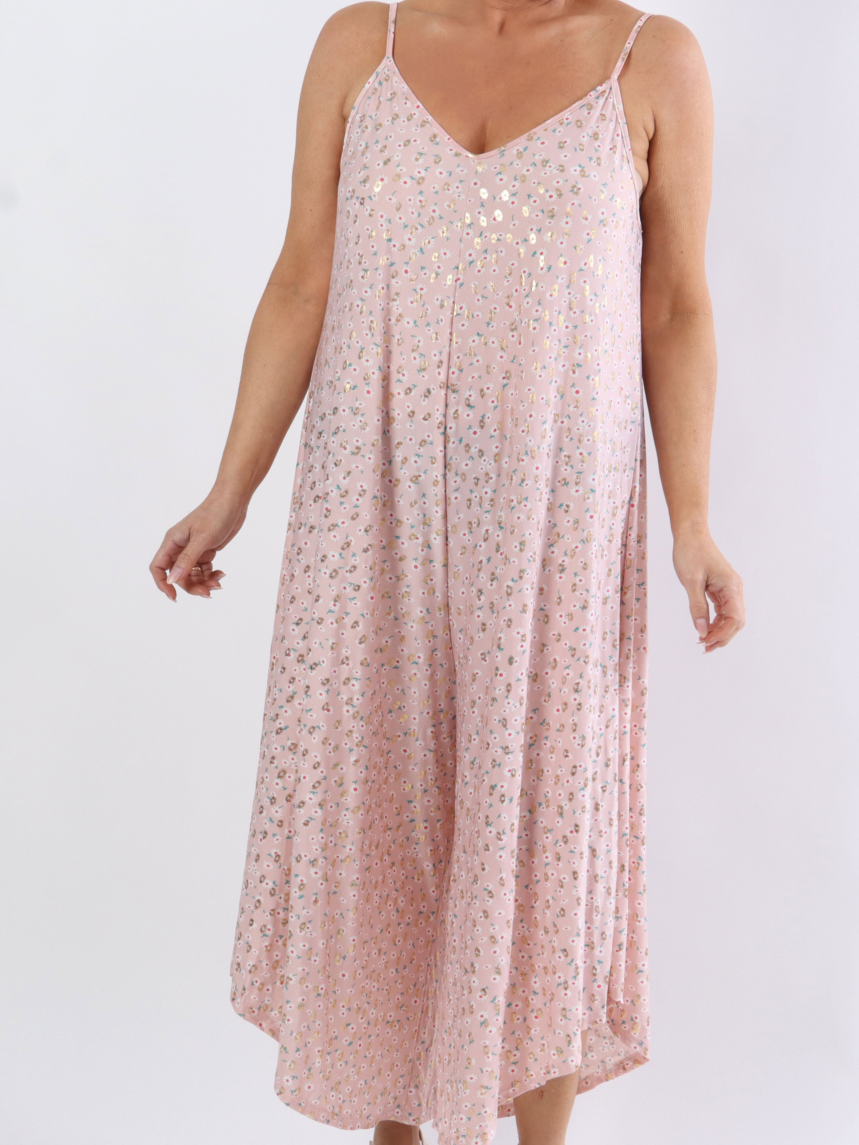 Felicia flower - Plus size byxdräkt med vida ben i stretchigt tyg