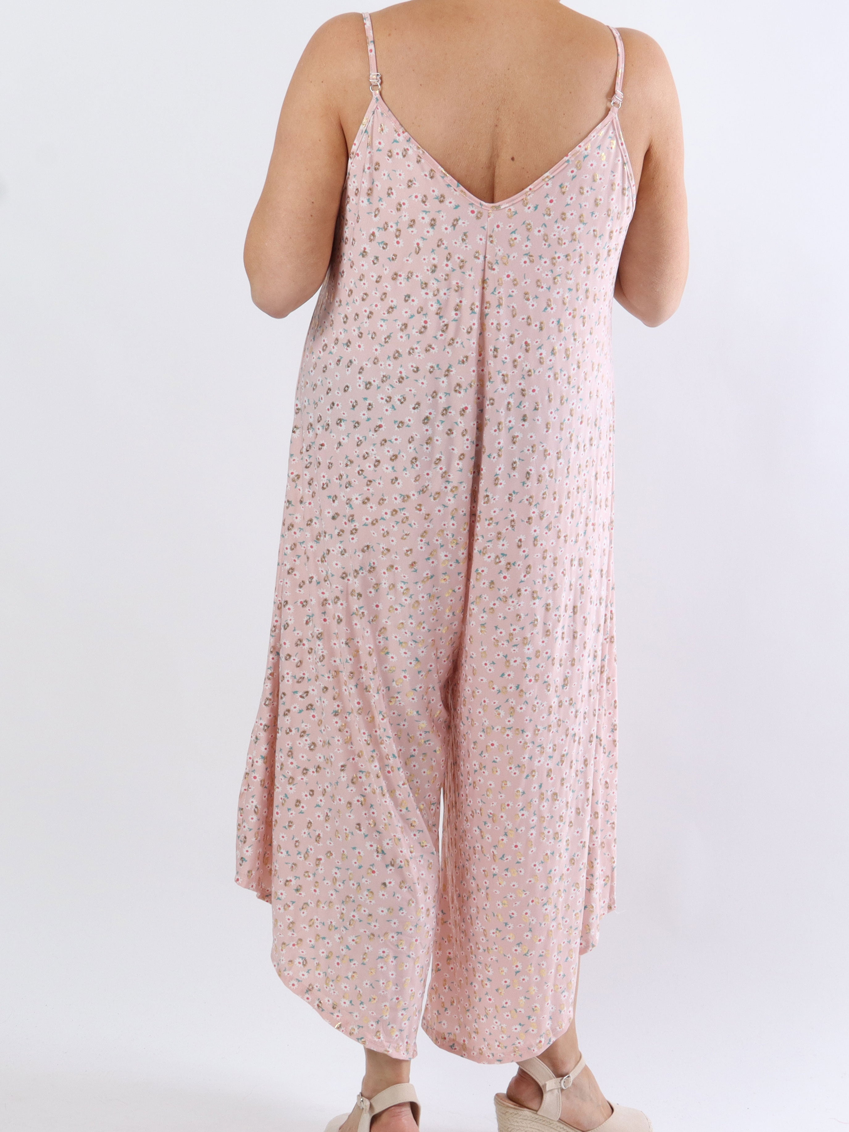 Felicia flower - Plus size byxdräkt med vida ben i stretchigt tyg