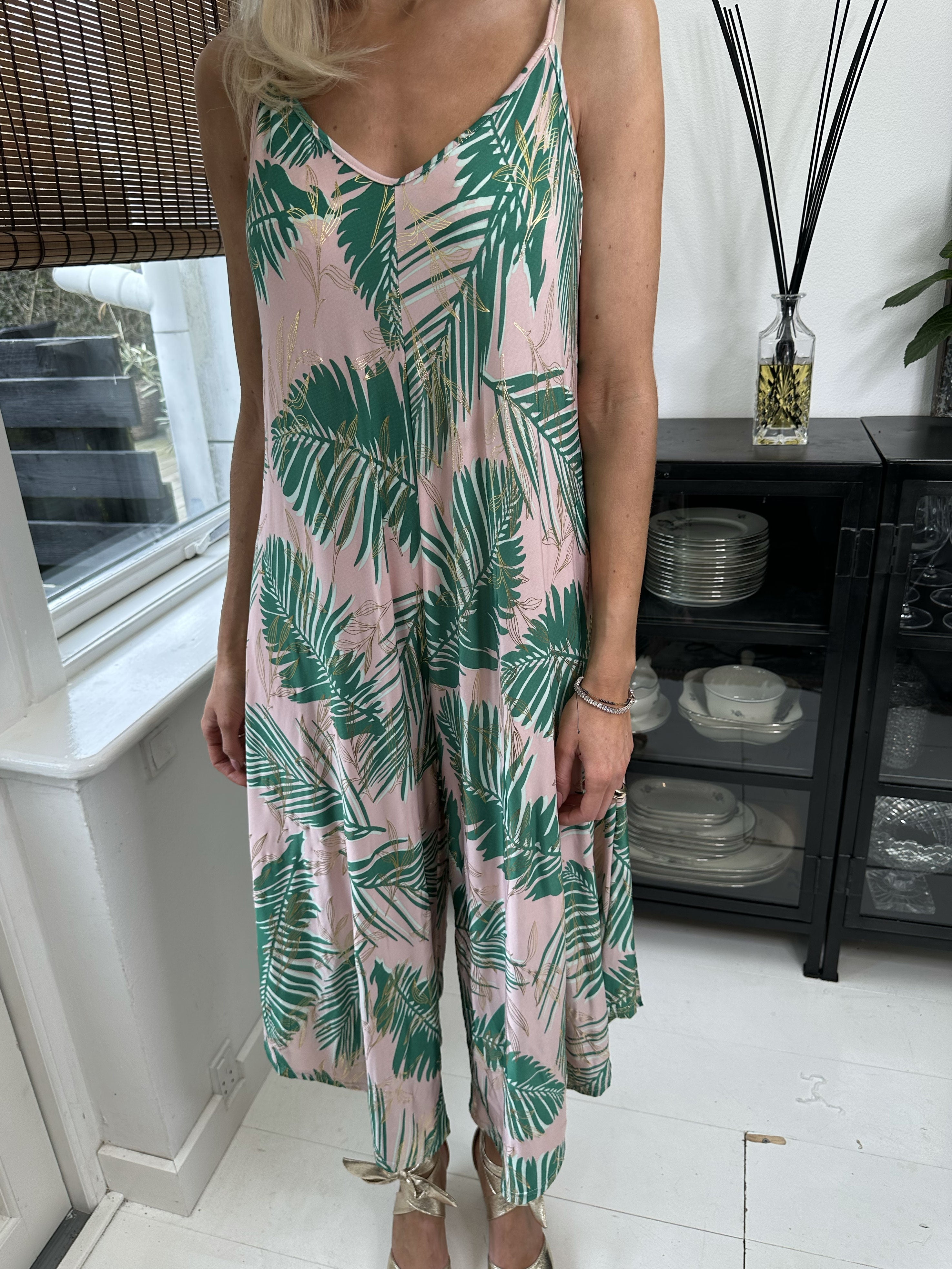 Felicia palm - Stretchig byxdräkt med vida ben