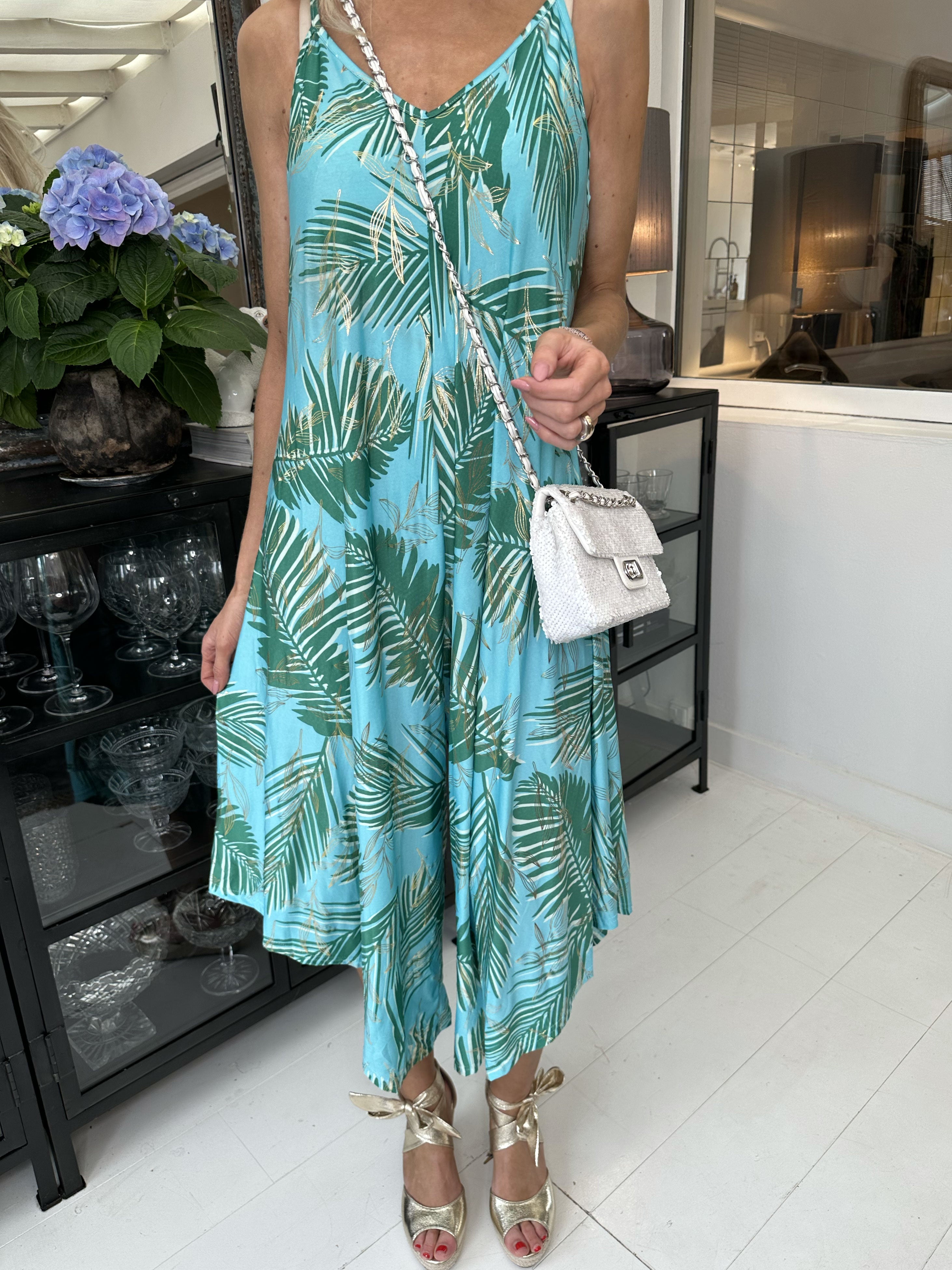 Felicia palm - Stretchig byxdräkt med vida ben