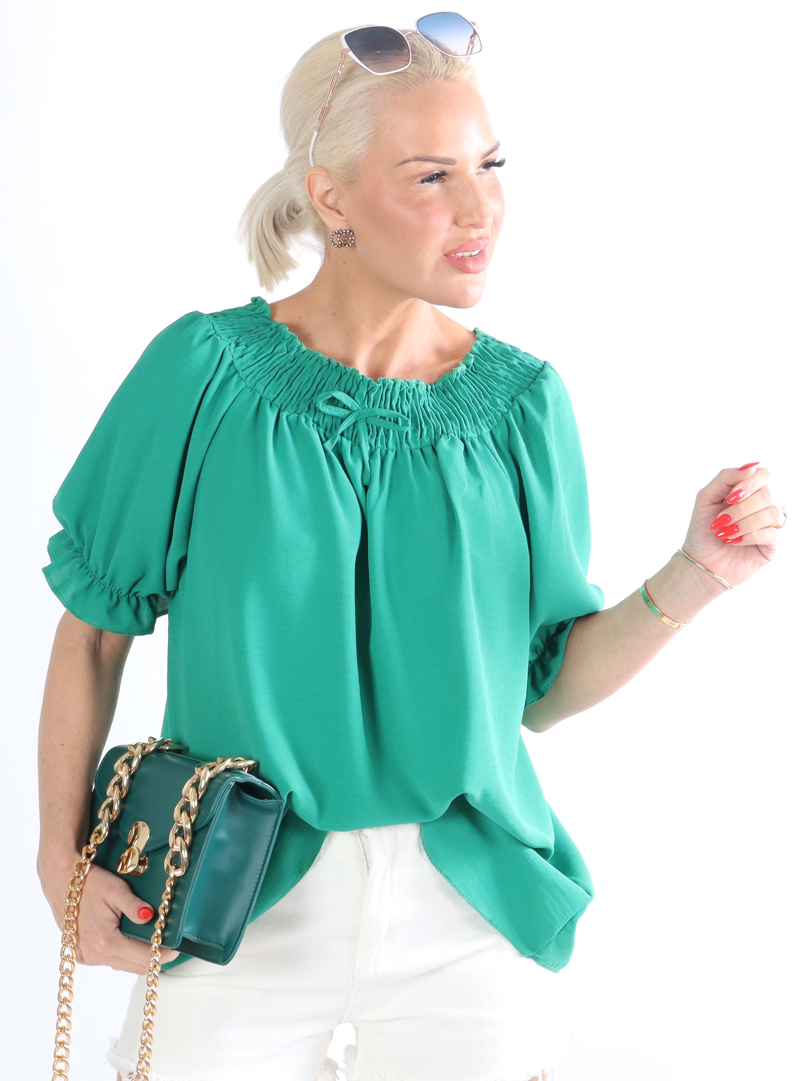 Fenya - Topp med gummiband i halsen