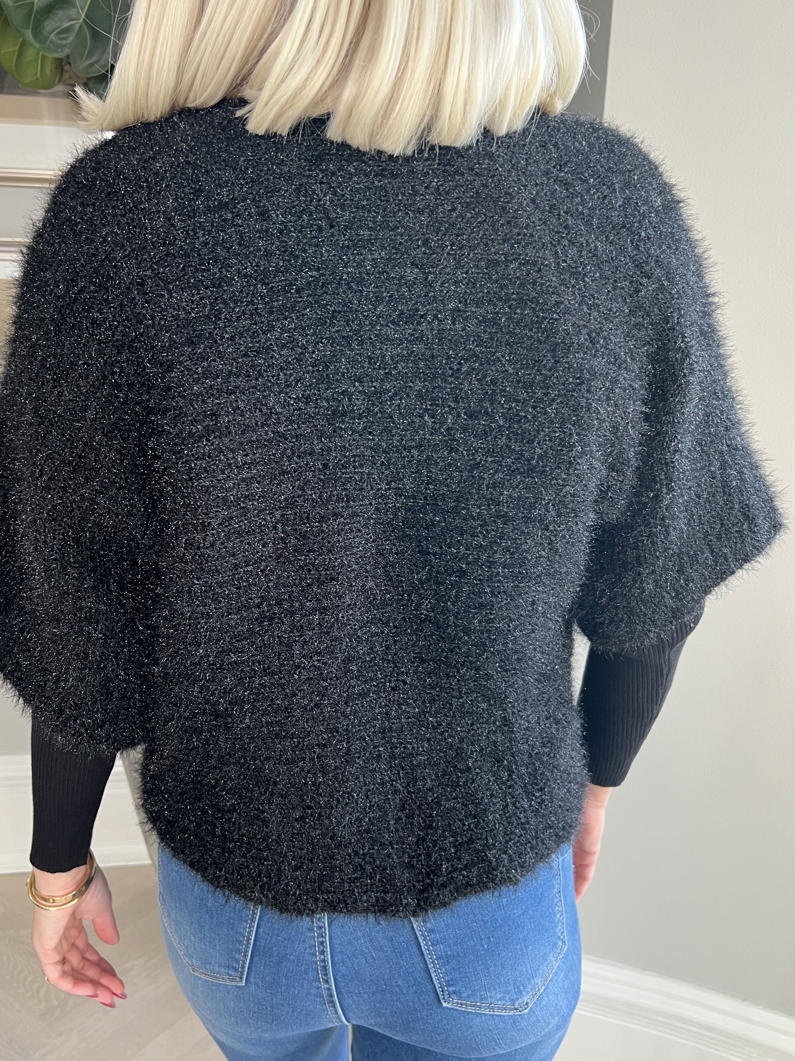 Franca - Söt fluffig bolero i stickat material - Camel