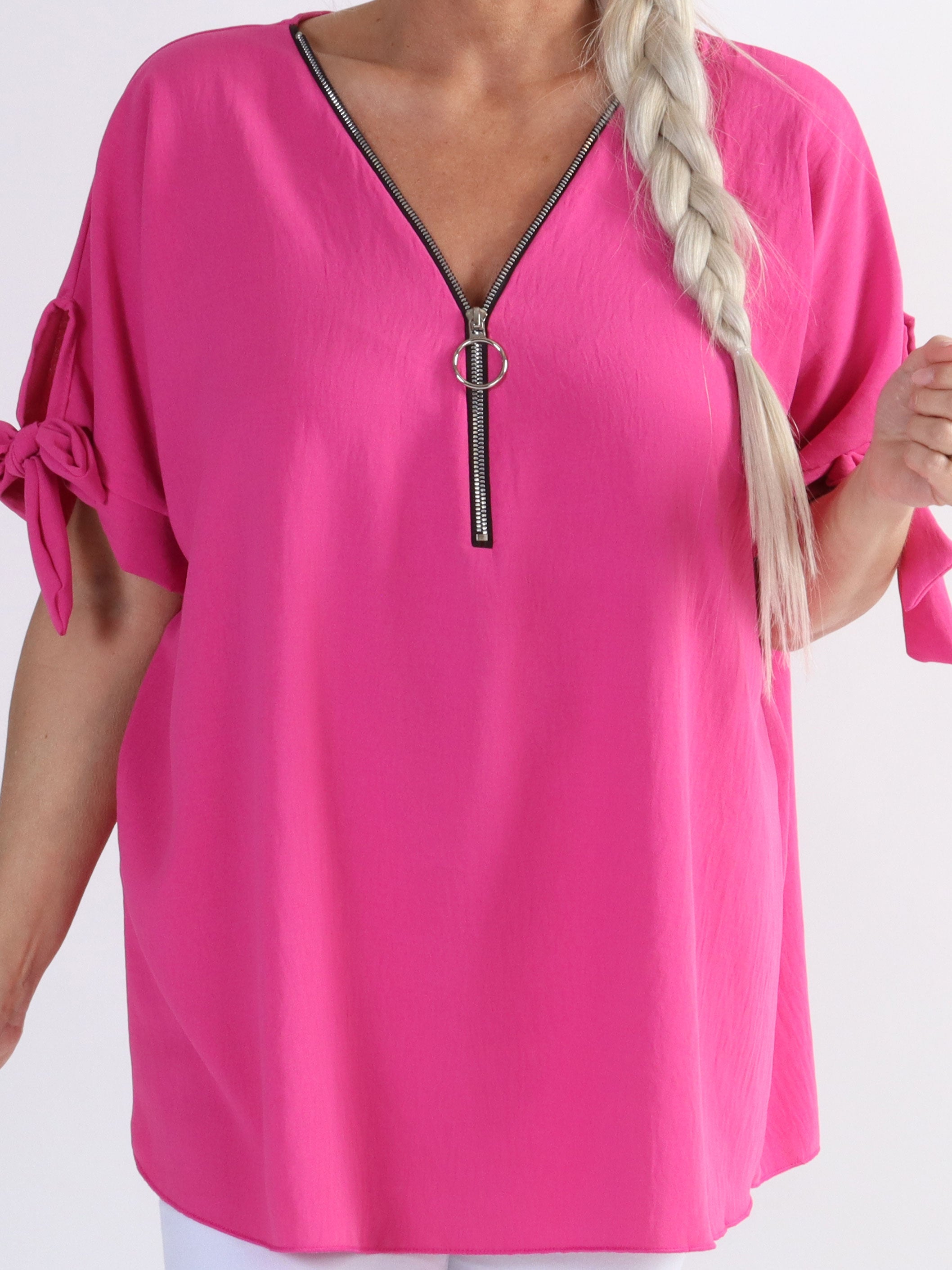 Frankie - Plus size tunika med dragkedja och öglade ärmar