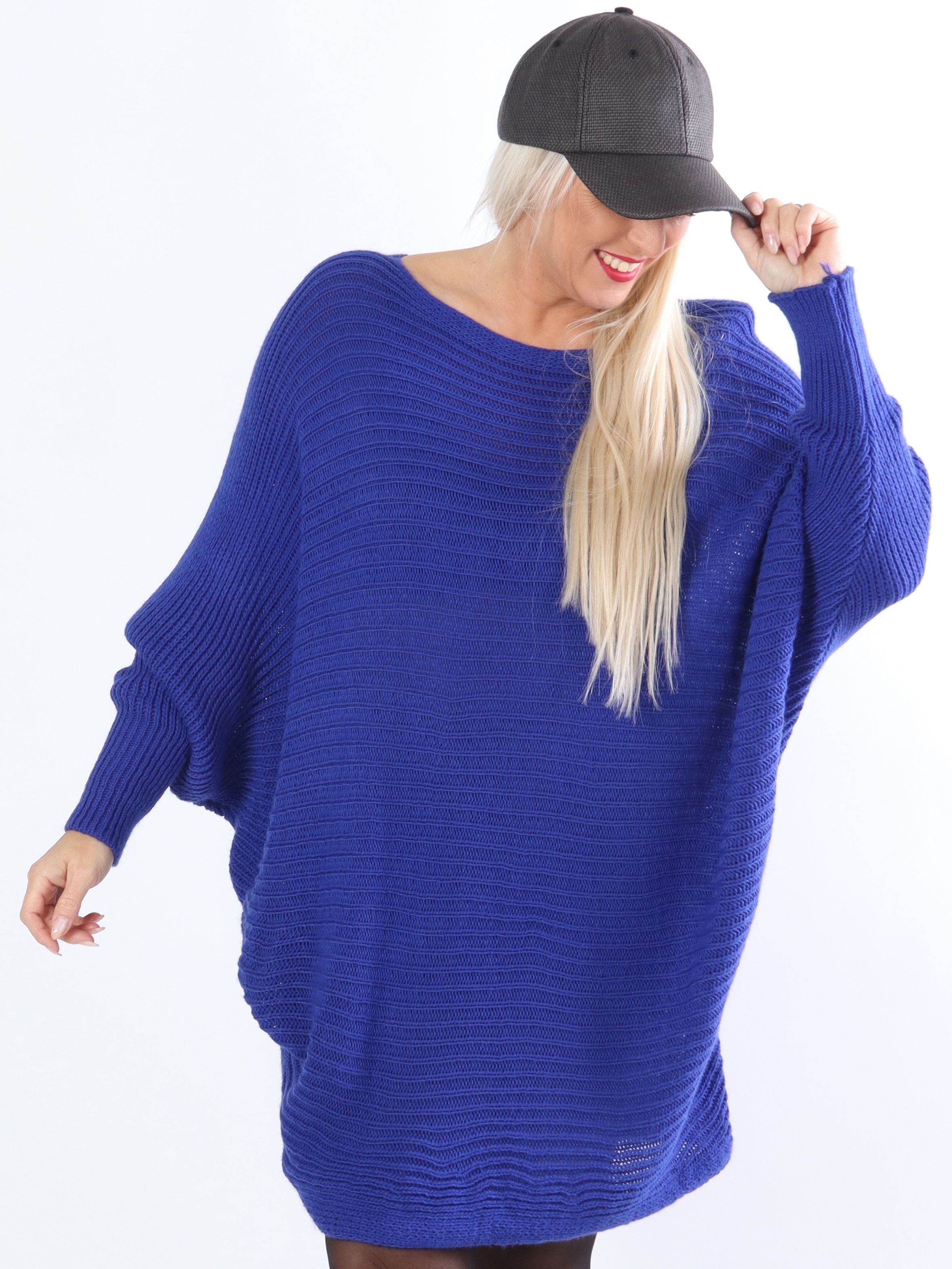 Gabbi - Plus size stickat med fladdermusärmar - Black