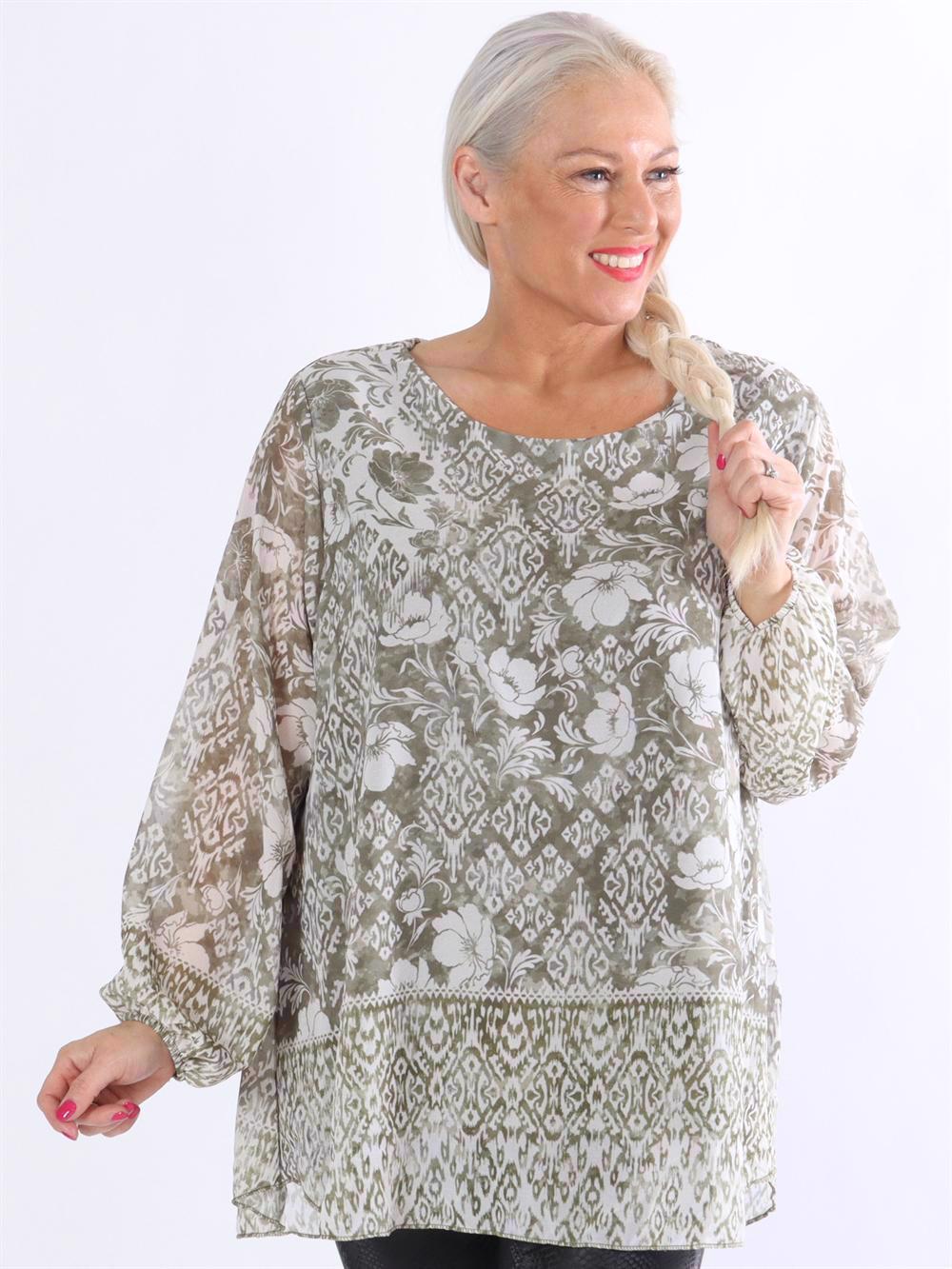 Ginger - Mönstrad tunika i chiffong