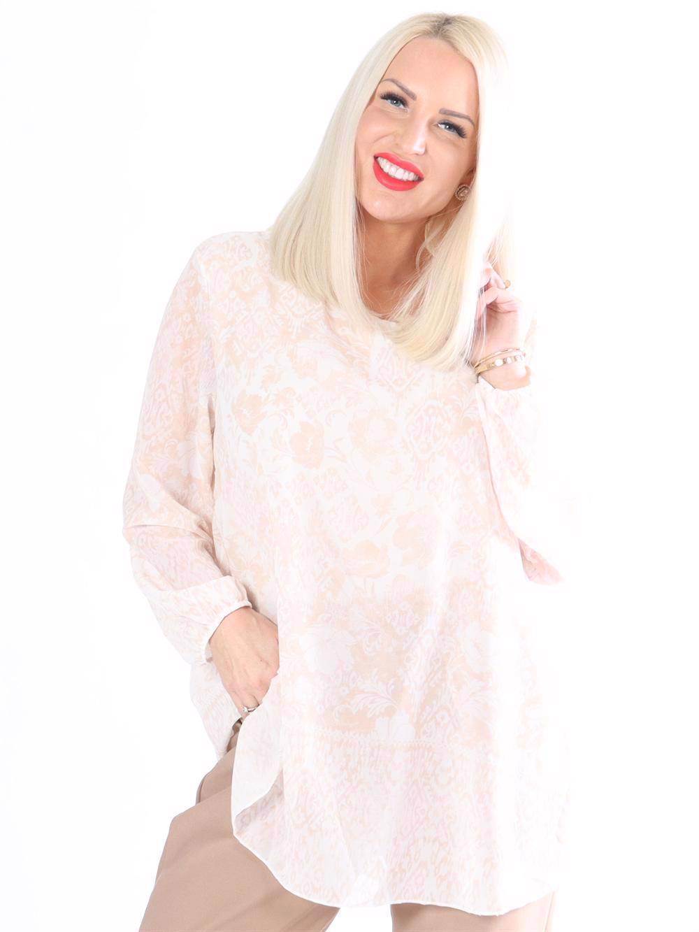 Ginger - Mönstrad tunika i chiffong