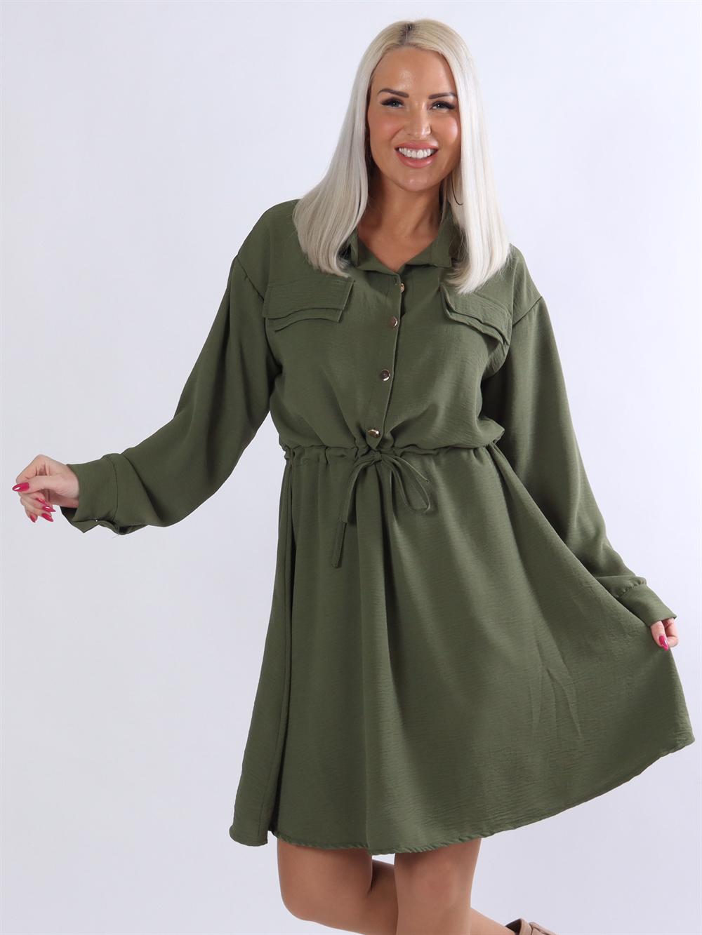 Hanine - Skjorta med guldknappar och spets i midjan