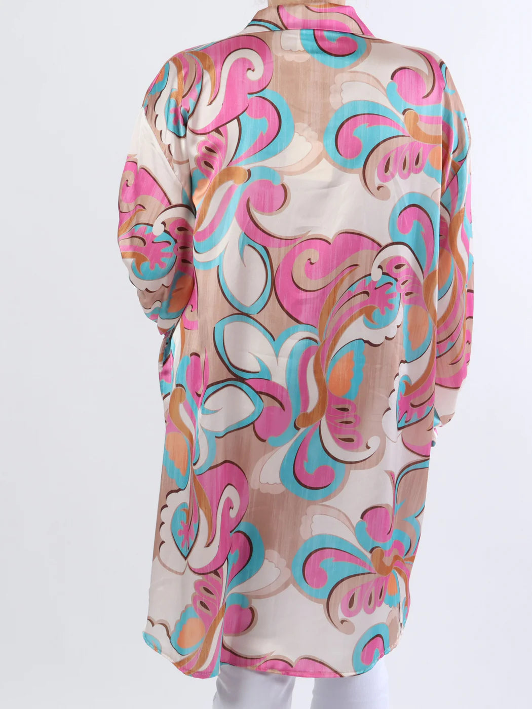 Happy Dress - Flerfärgad skjortklänning i sidenlook