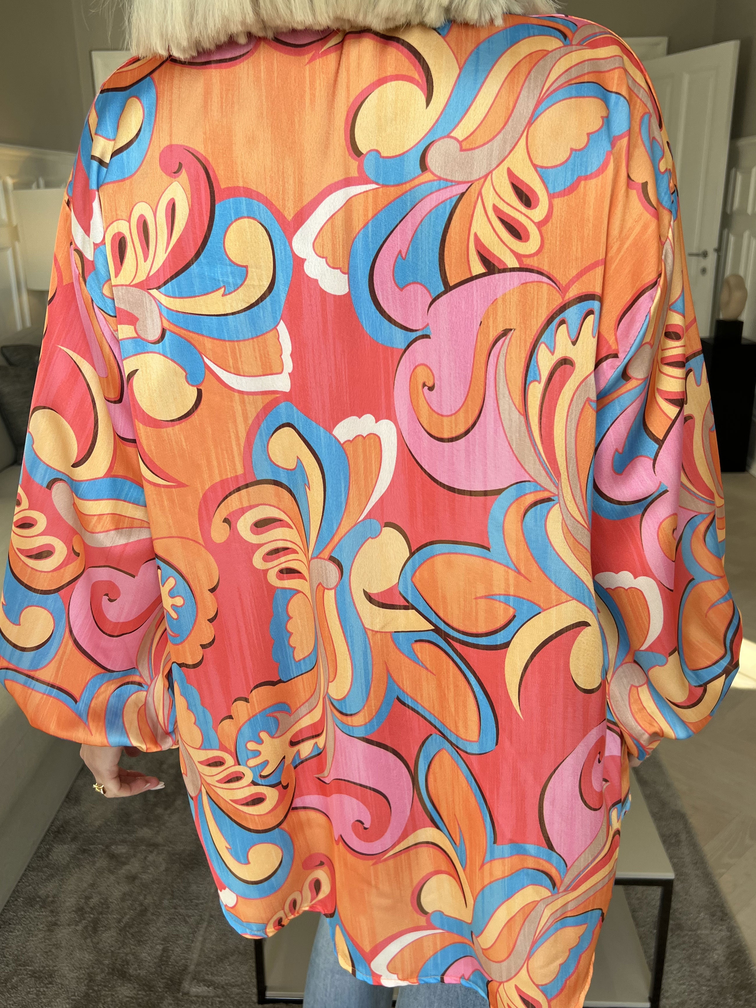 Happy - Flerfärgad skjorta i sidenlook