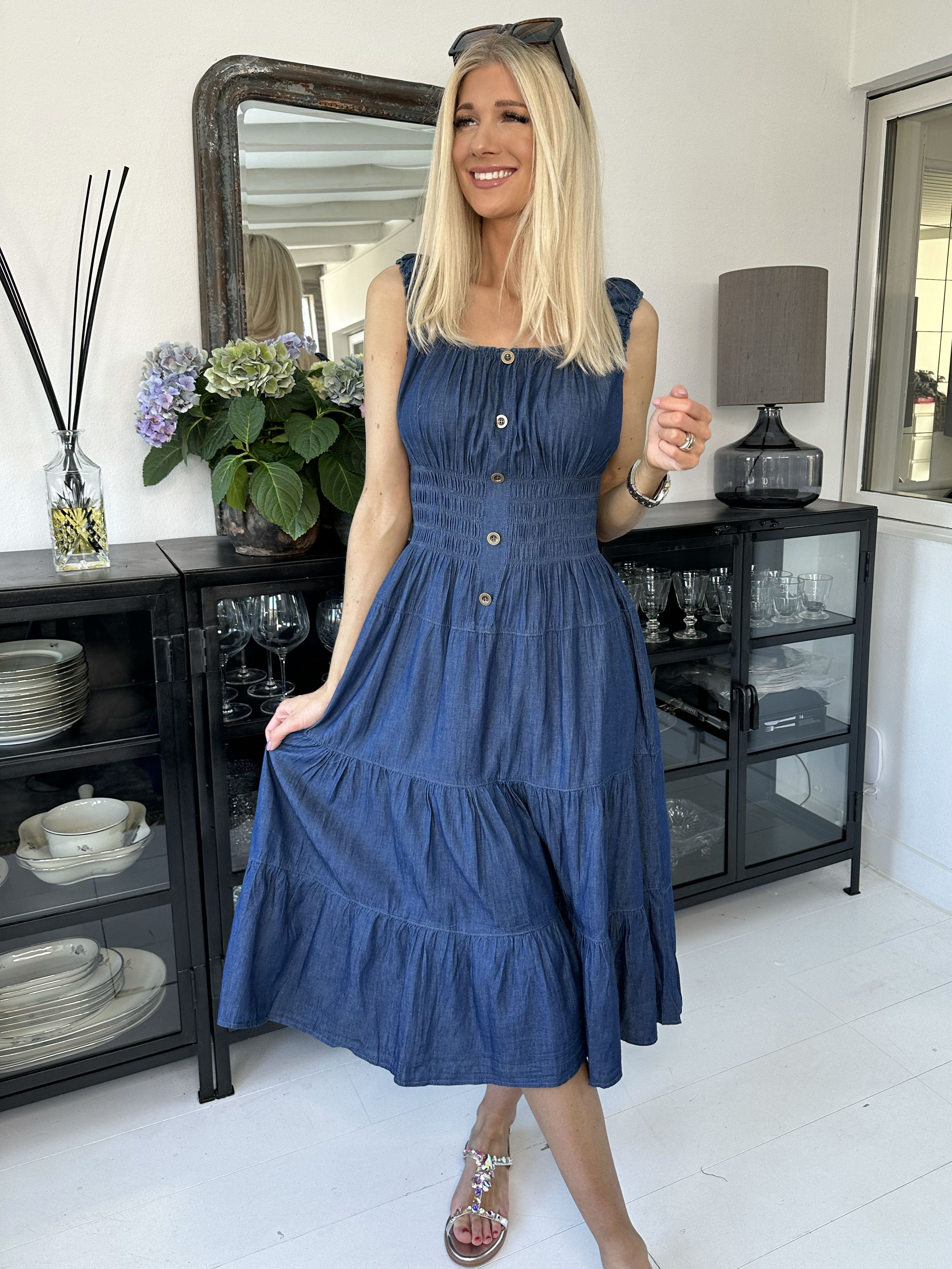 Harper Denim - Söt bomullsklänning med ett lager på lager