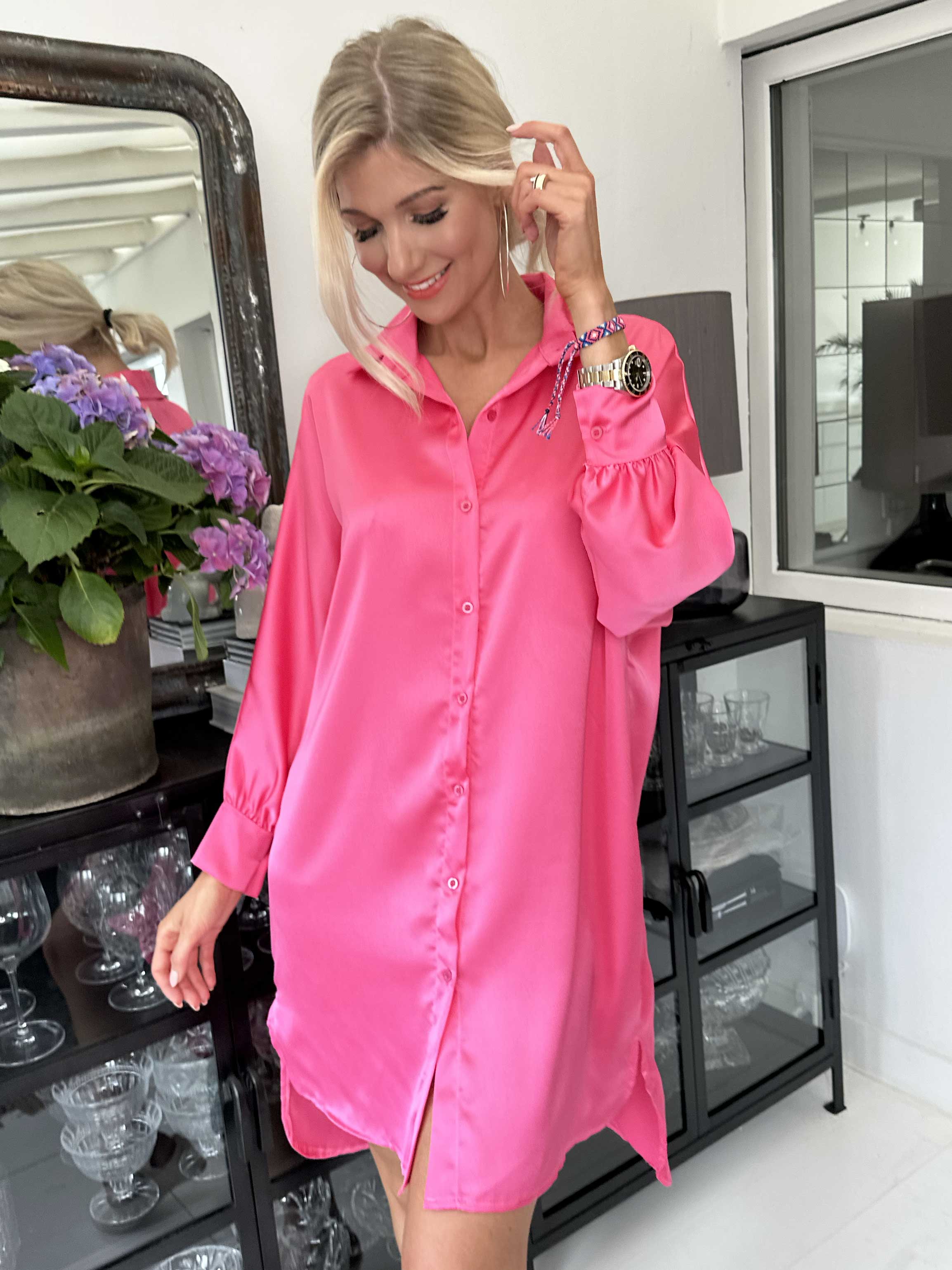 Hassel - Fin skjortklänning i sidenlook