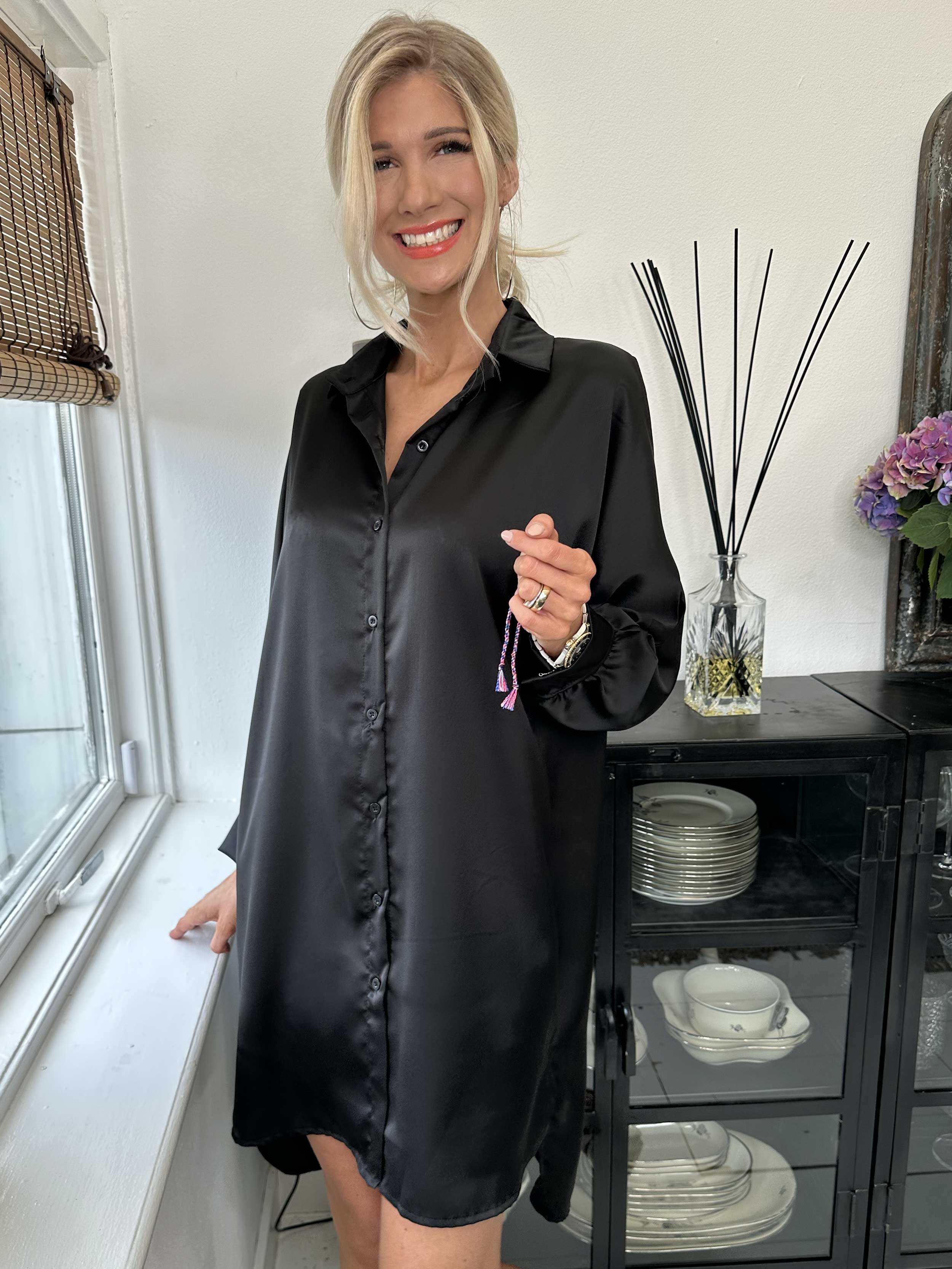 Hassel - Fin skjortklänning i sidenlook