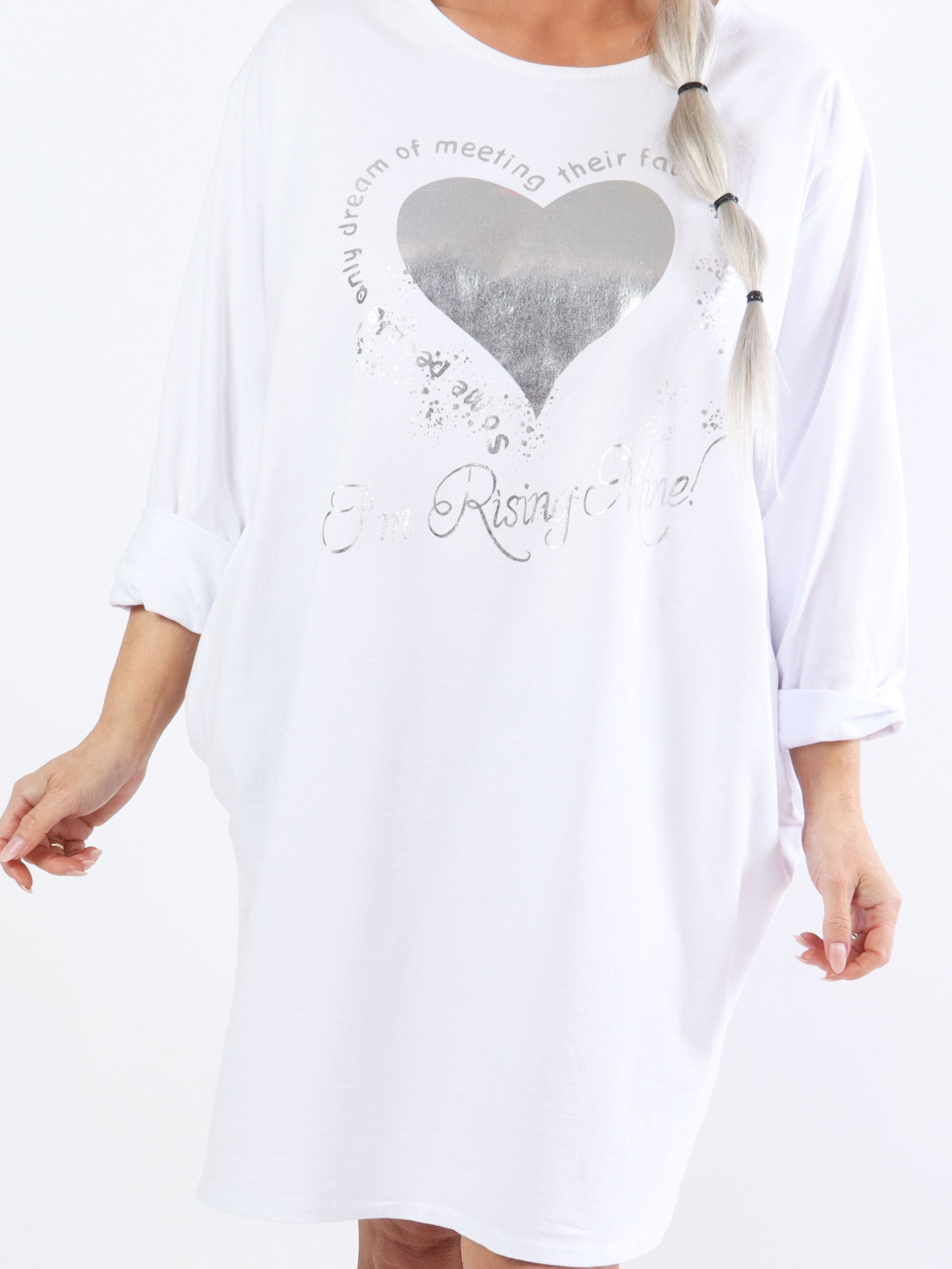 Hearty Dress - Söt bomullsklänning i stora storlekar med hjärtmönster - Grey