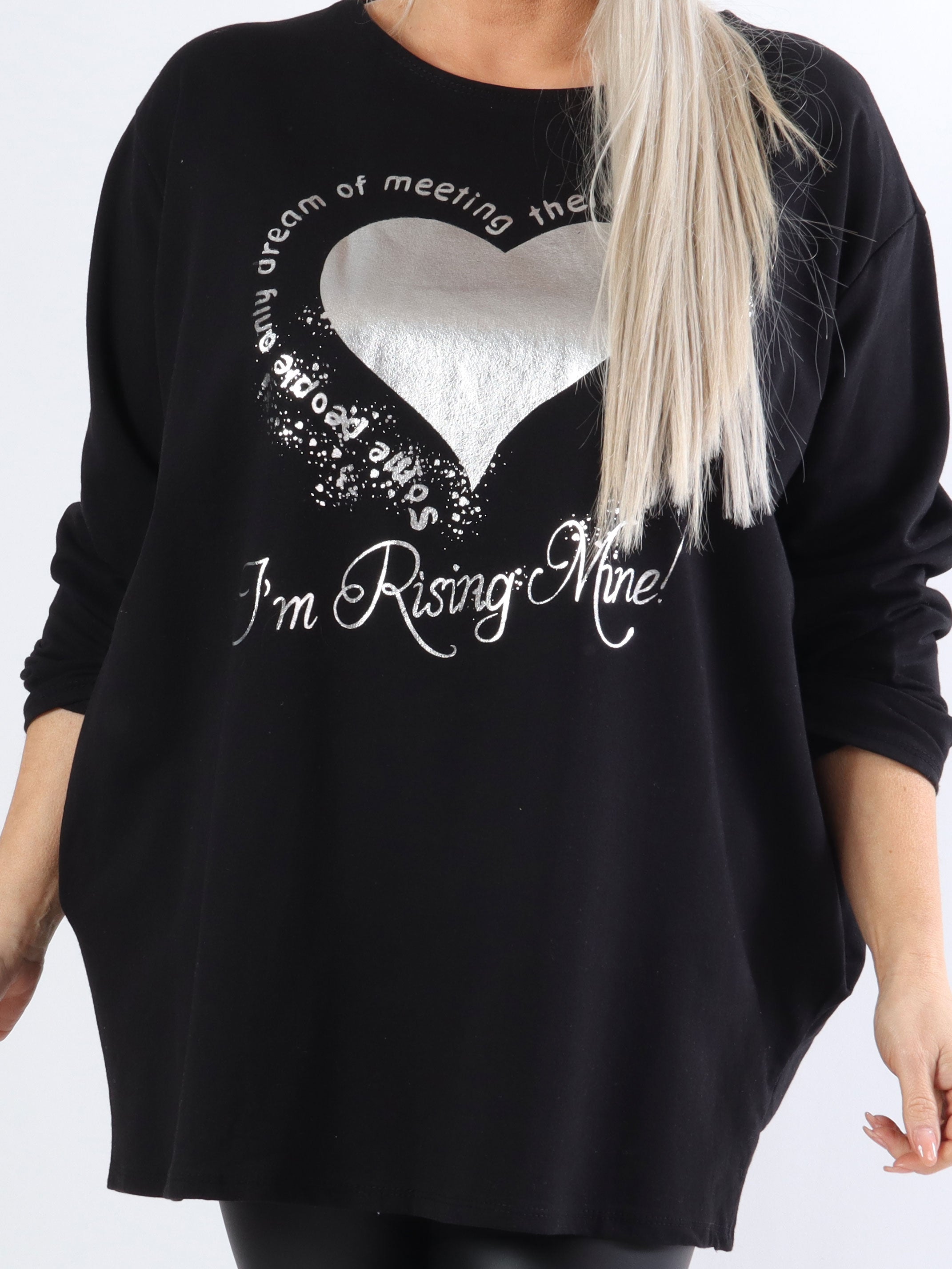 Hearty - Plus size joggingblus med silvertryck framtill