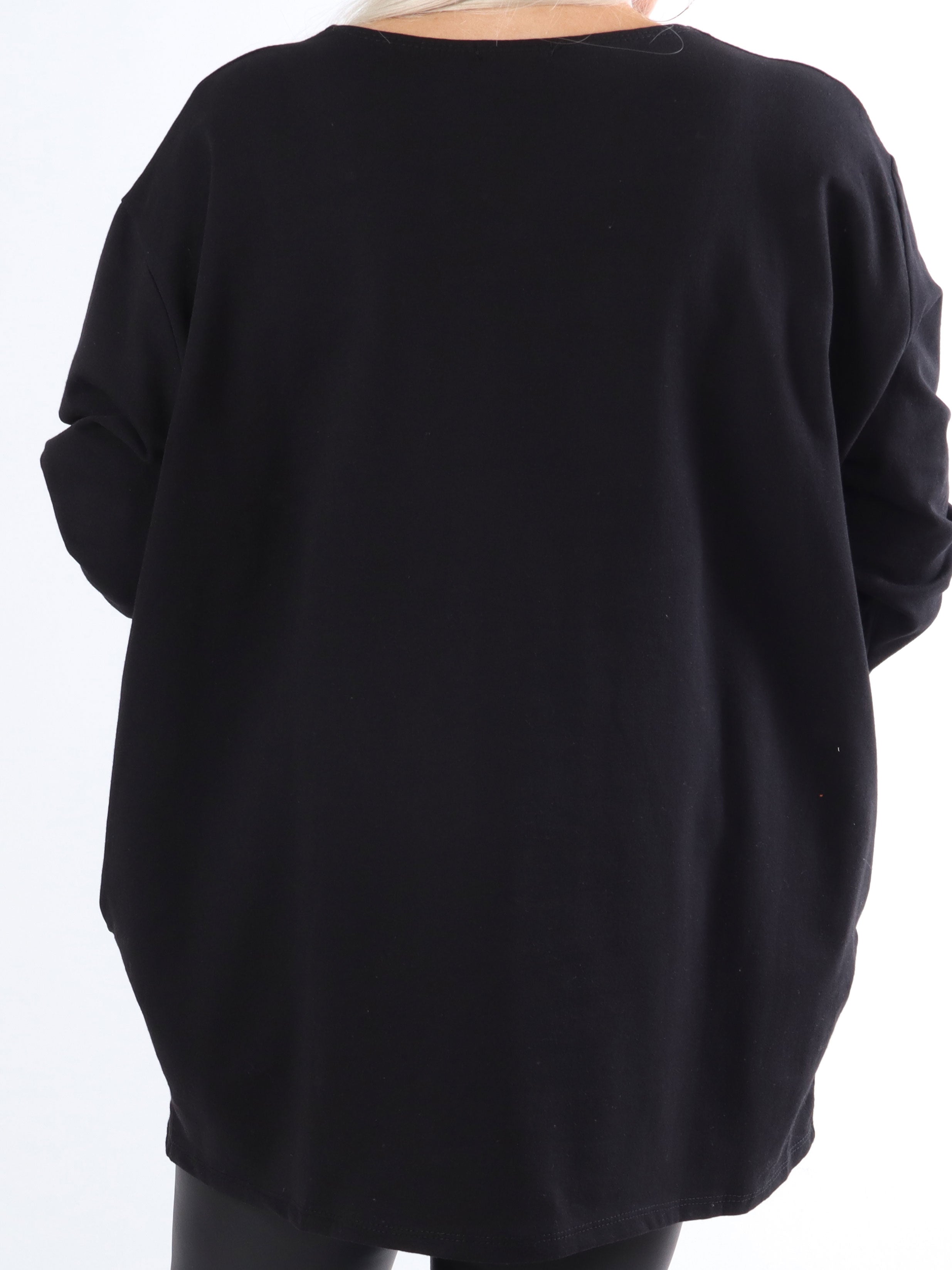 Hearty - Plus size joggingblus med silvertryck framtill