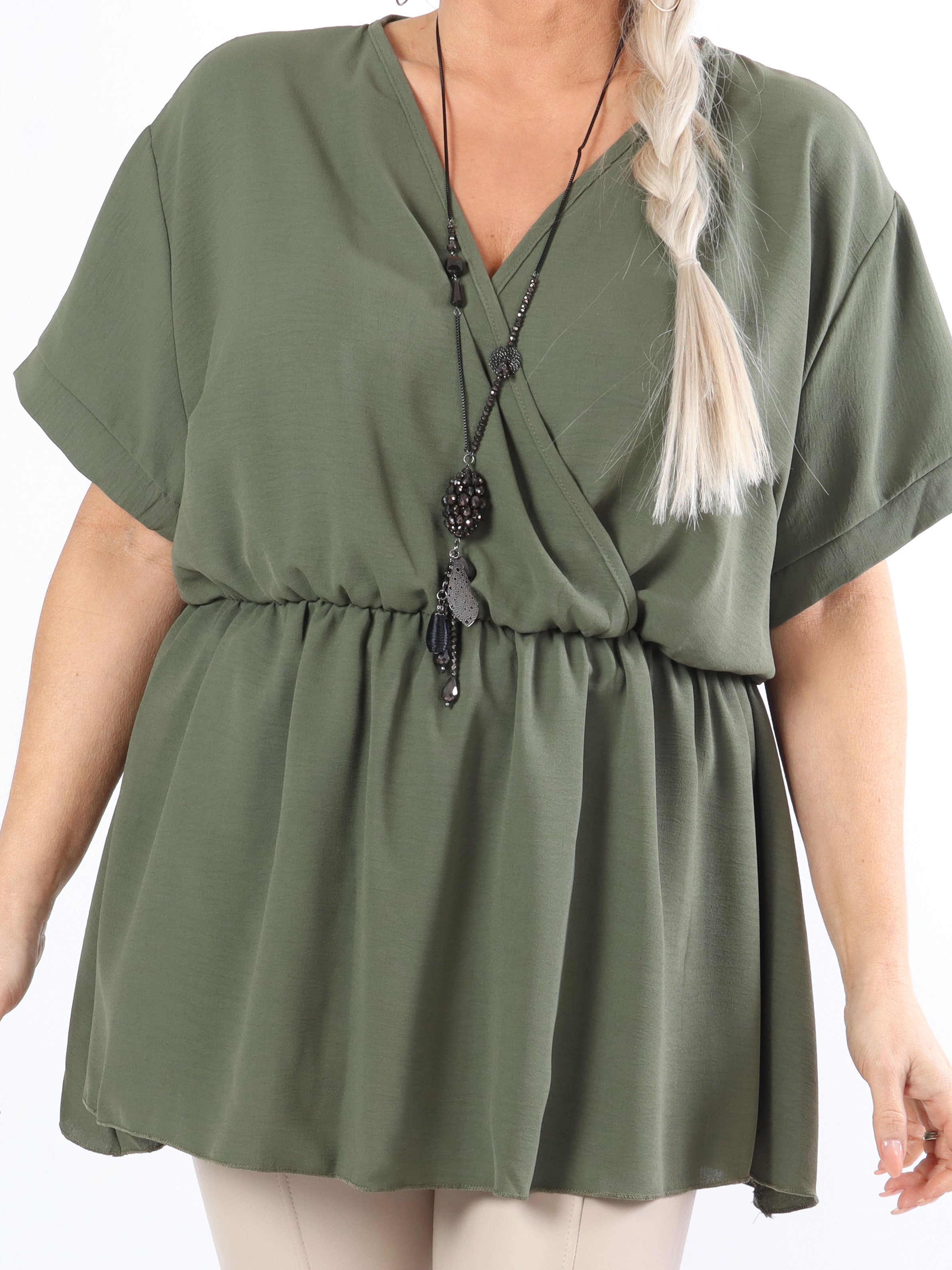 Hermina - Söt plus size blus med gummiband i midjan