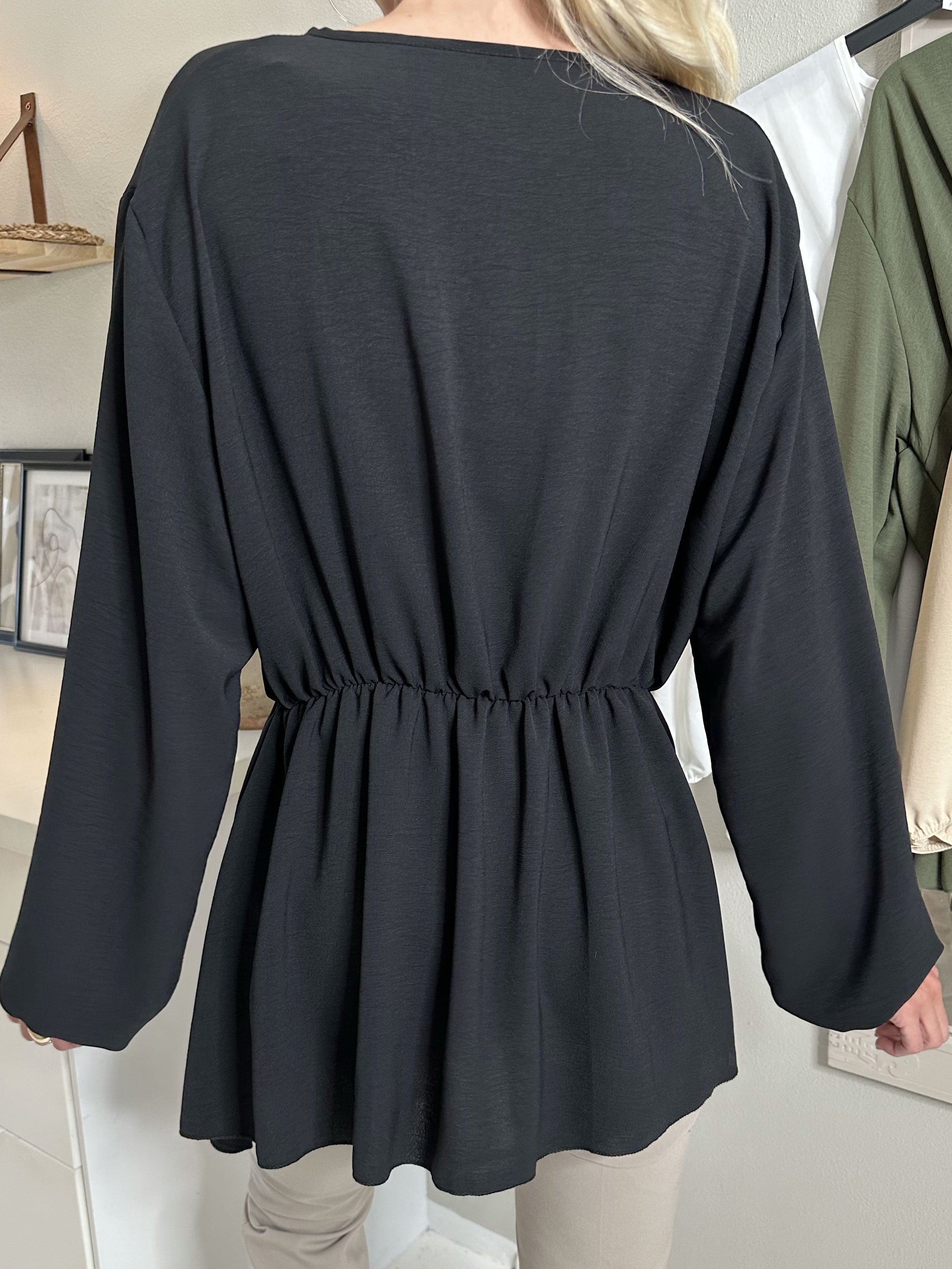 Hermina long sleeve - Söt blus med gummiband i midjan