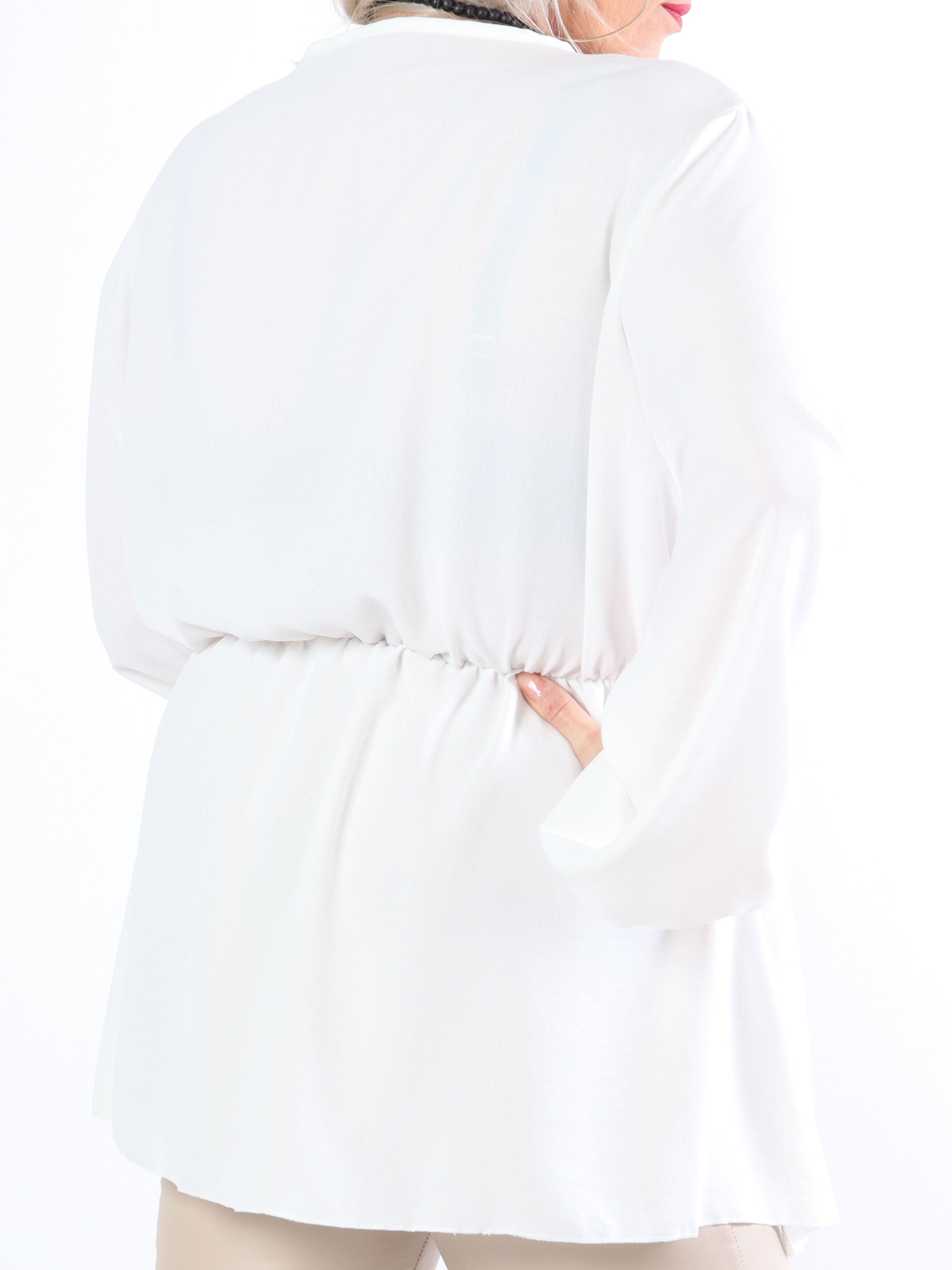 Hermina long sleeve - Söt plus size blus med gummiband i midjan