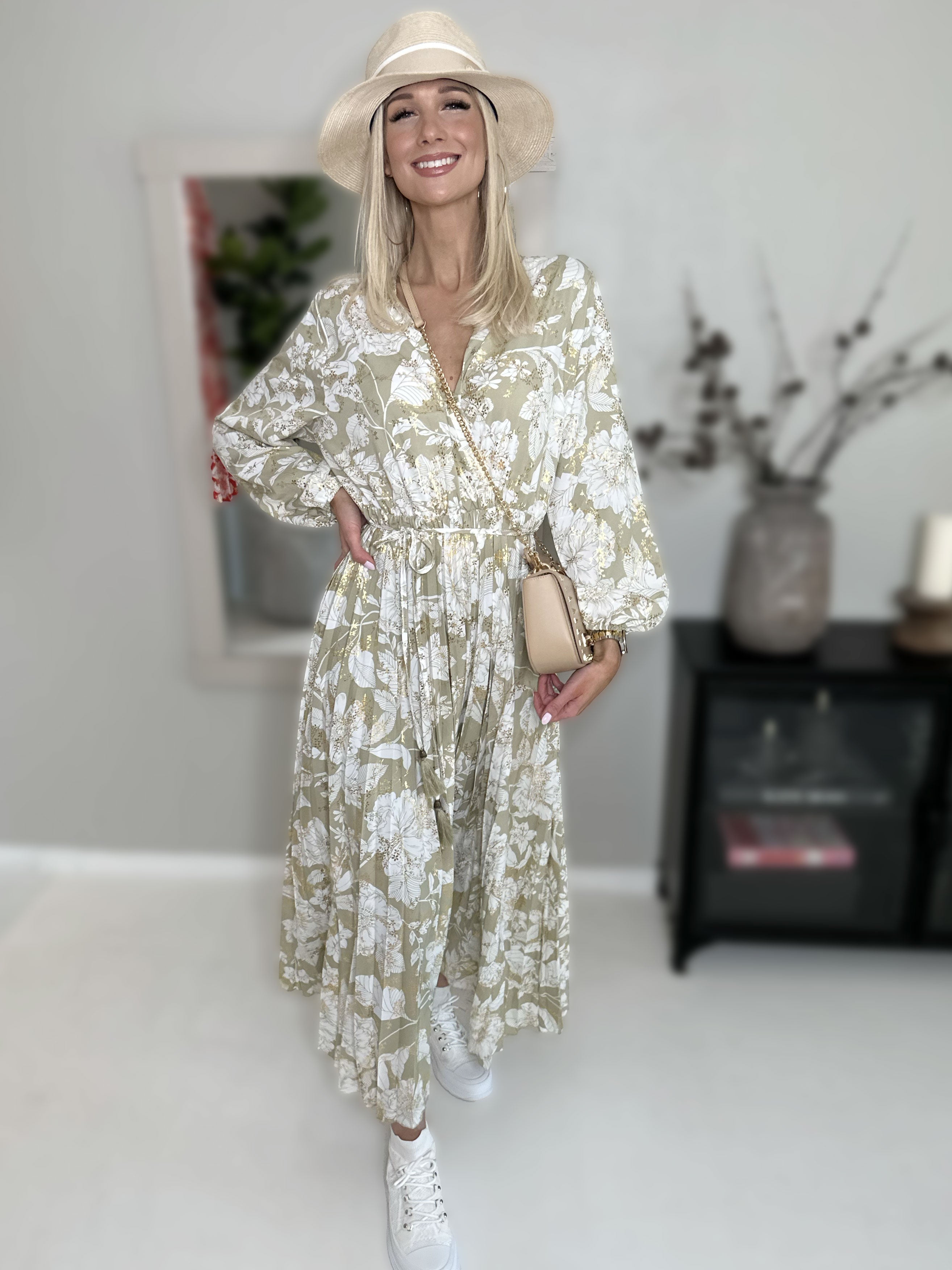 Marinella Flower - Vacker lång klänning med blomstermotiv