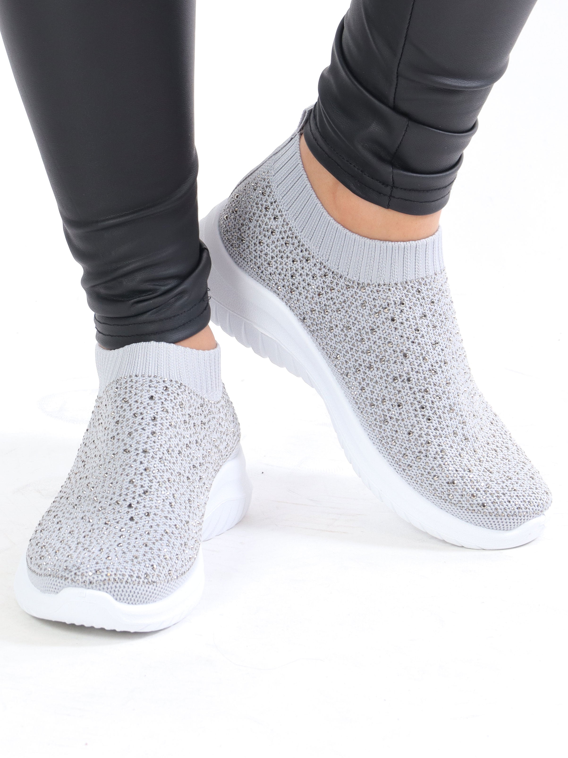 Cirkeline - Sock sneakers med imiterad läst - Black