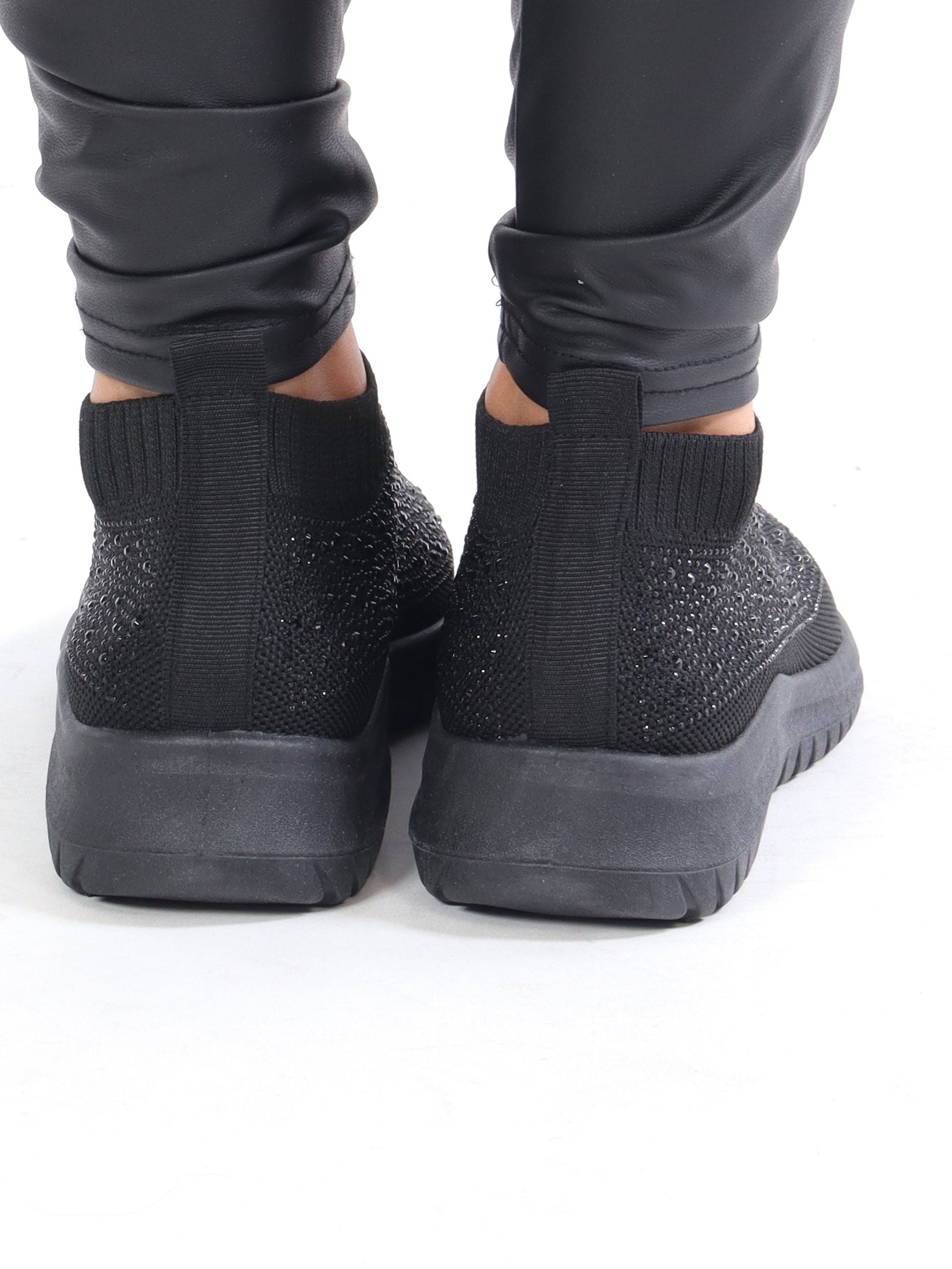 Cirkeline - Sock sneakers med imiterad läst - Black