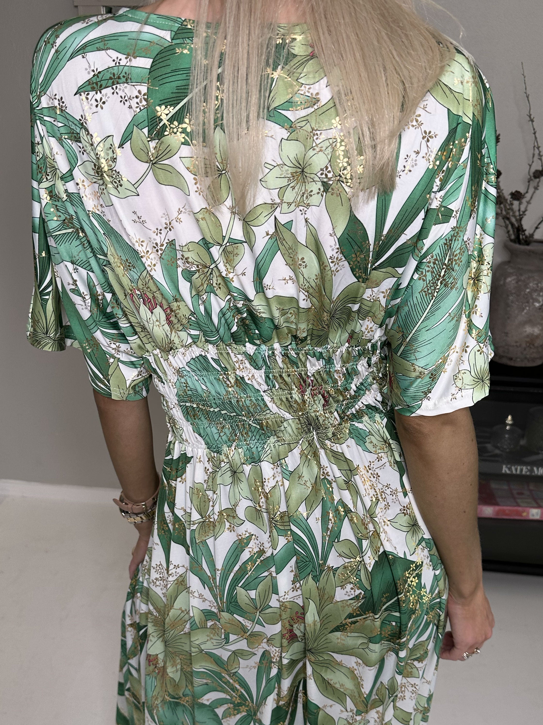 Pams - Lång mönstrad elastisk klänning