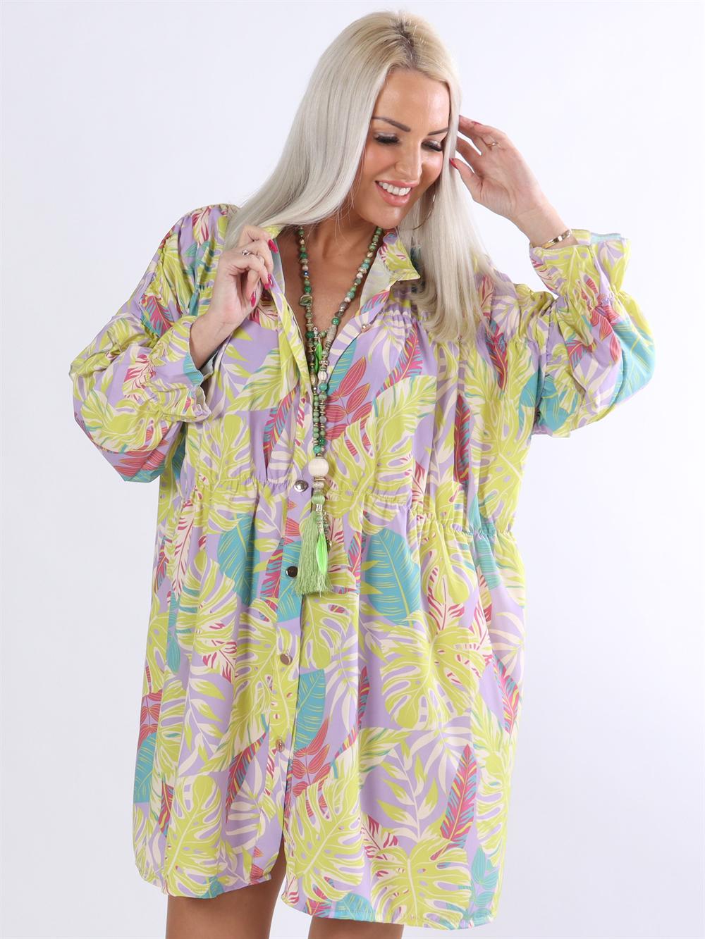 Monica Leaf - Tunikaklänning med bladmönster och volanger