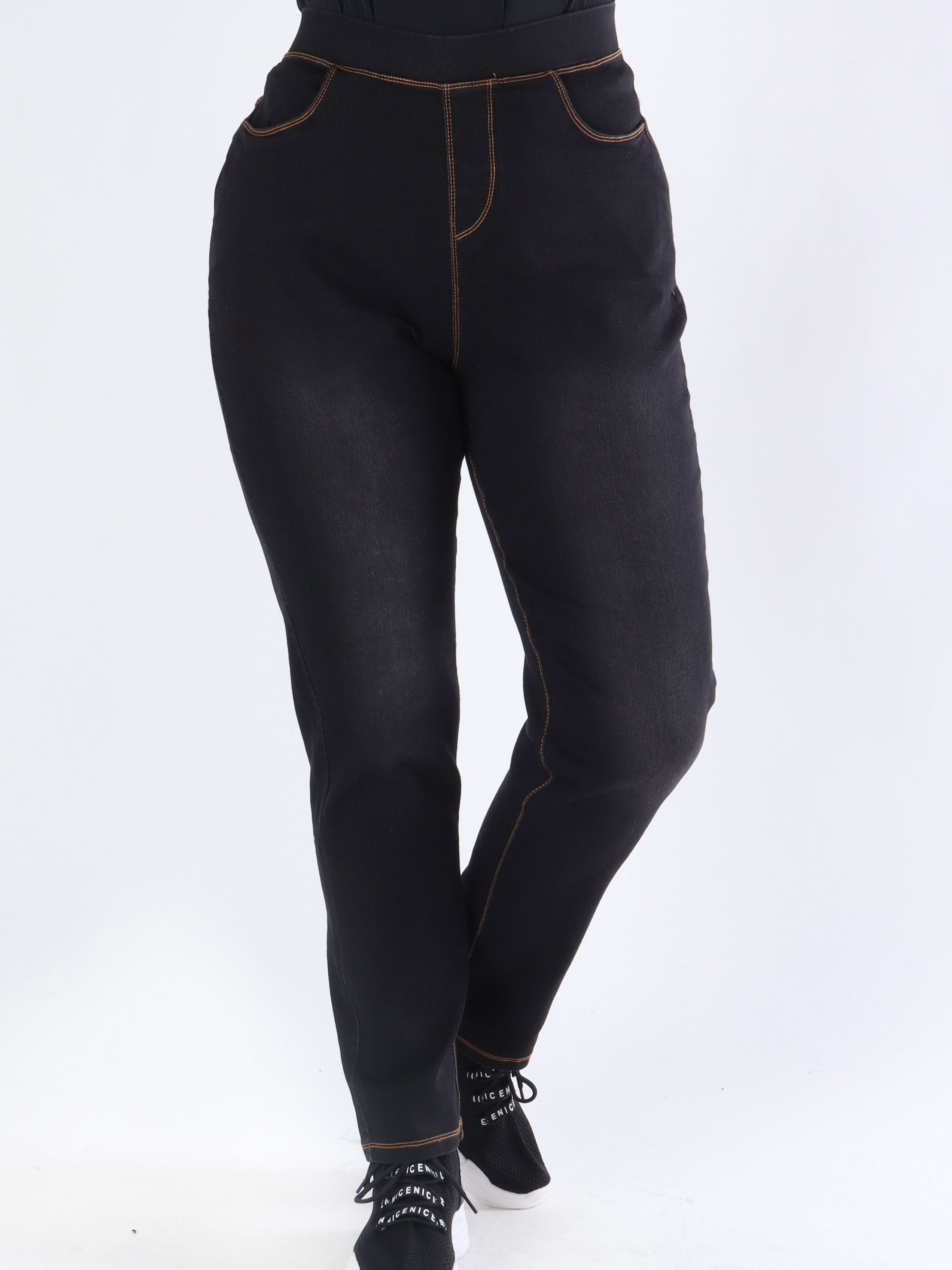 Wafiya - Svarta leggings i jeanslook