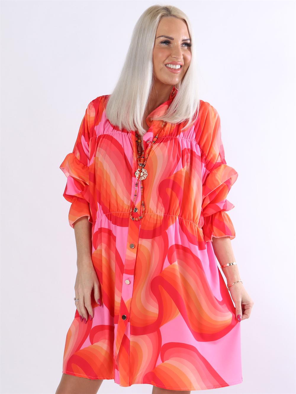 Monica Pattern - Mönstrad tunikaklänning med volanger