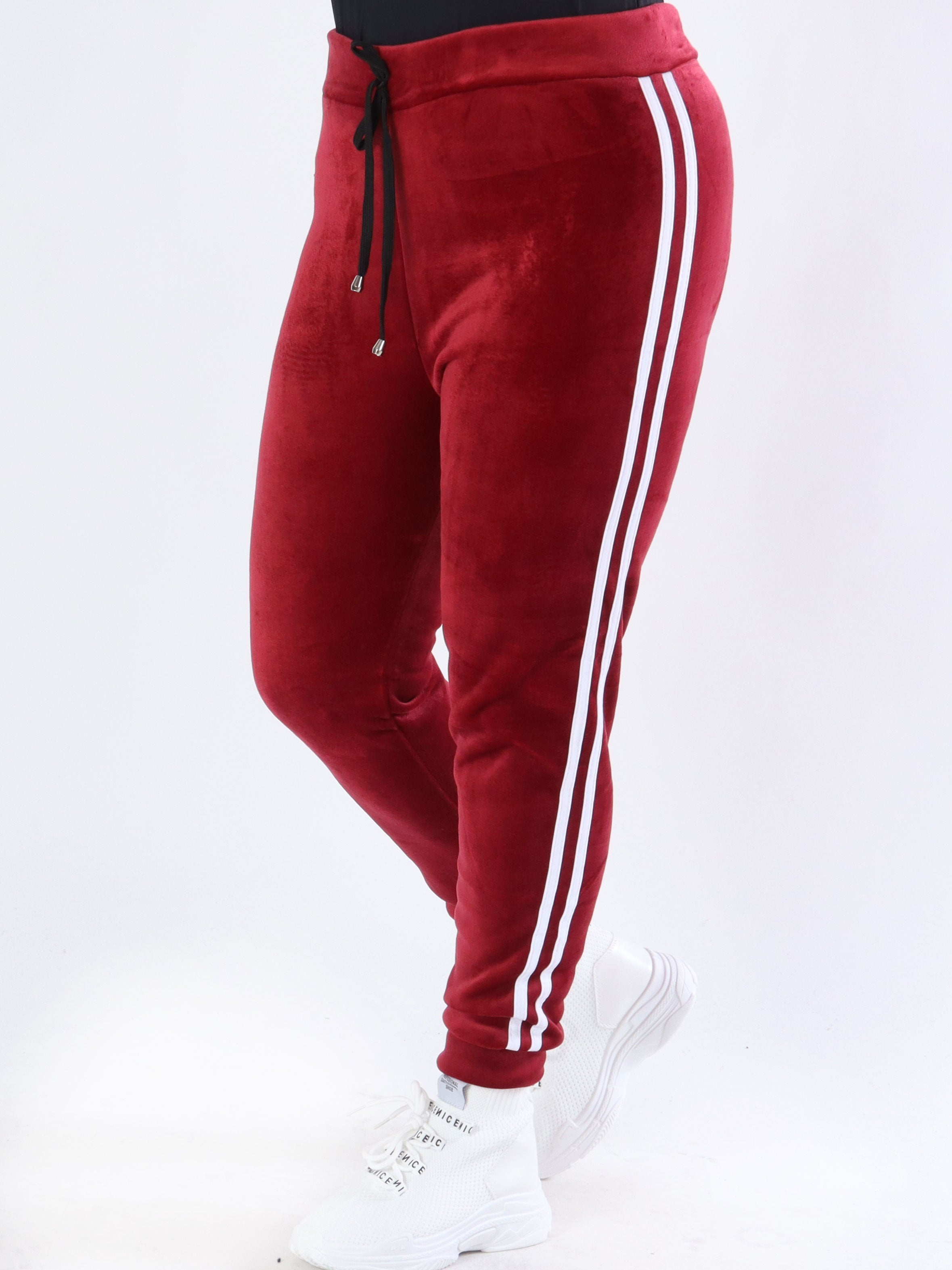 Achilla - Mjukisbyxor i velour med vita ränder