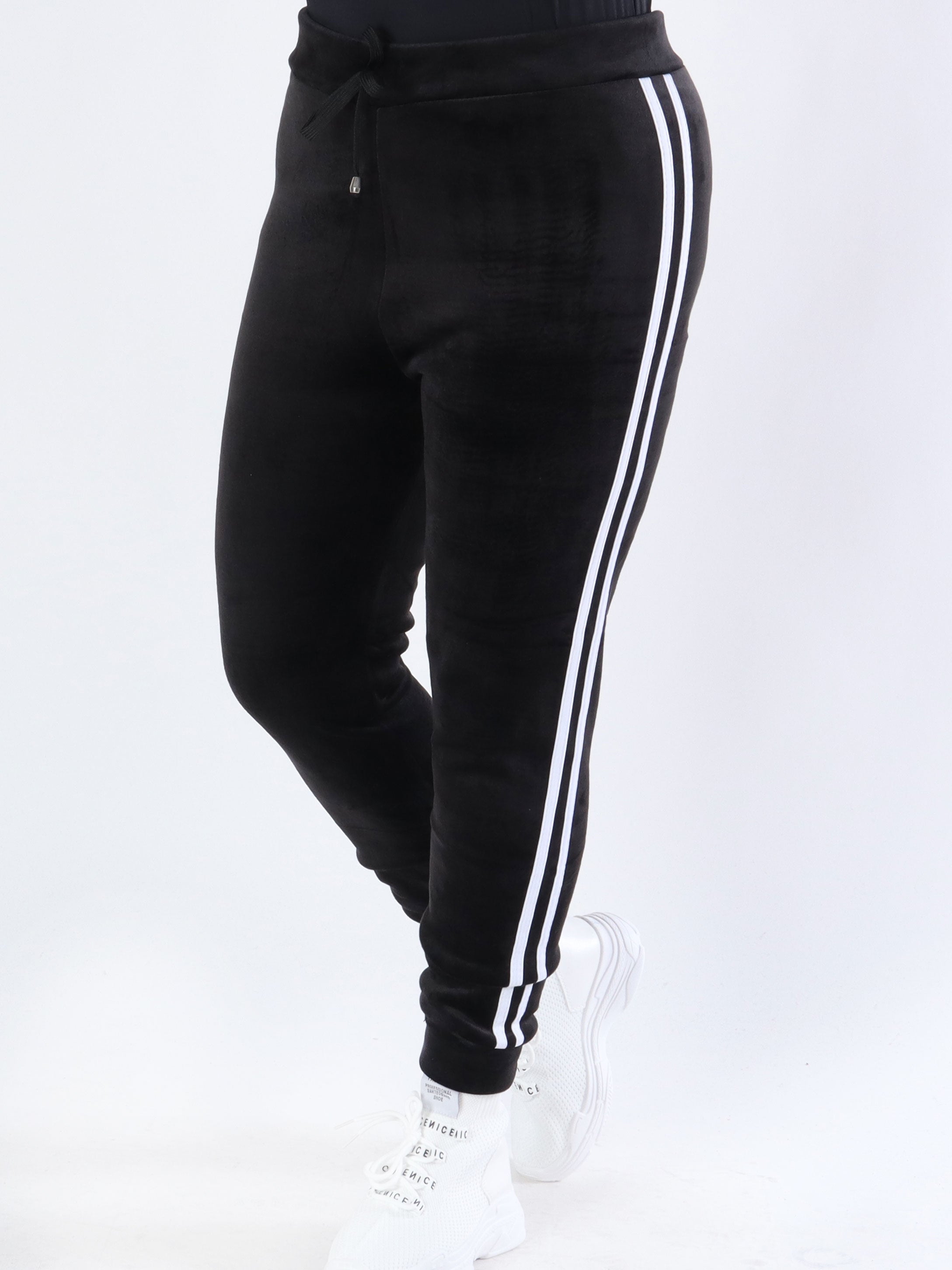 Achilla - Mjukisbyxor i velour med vita ränder