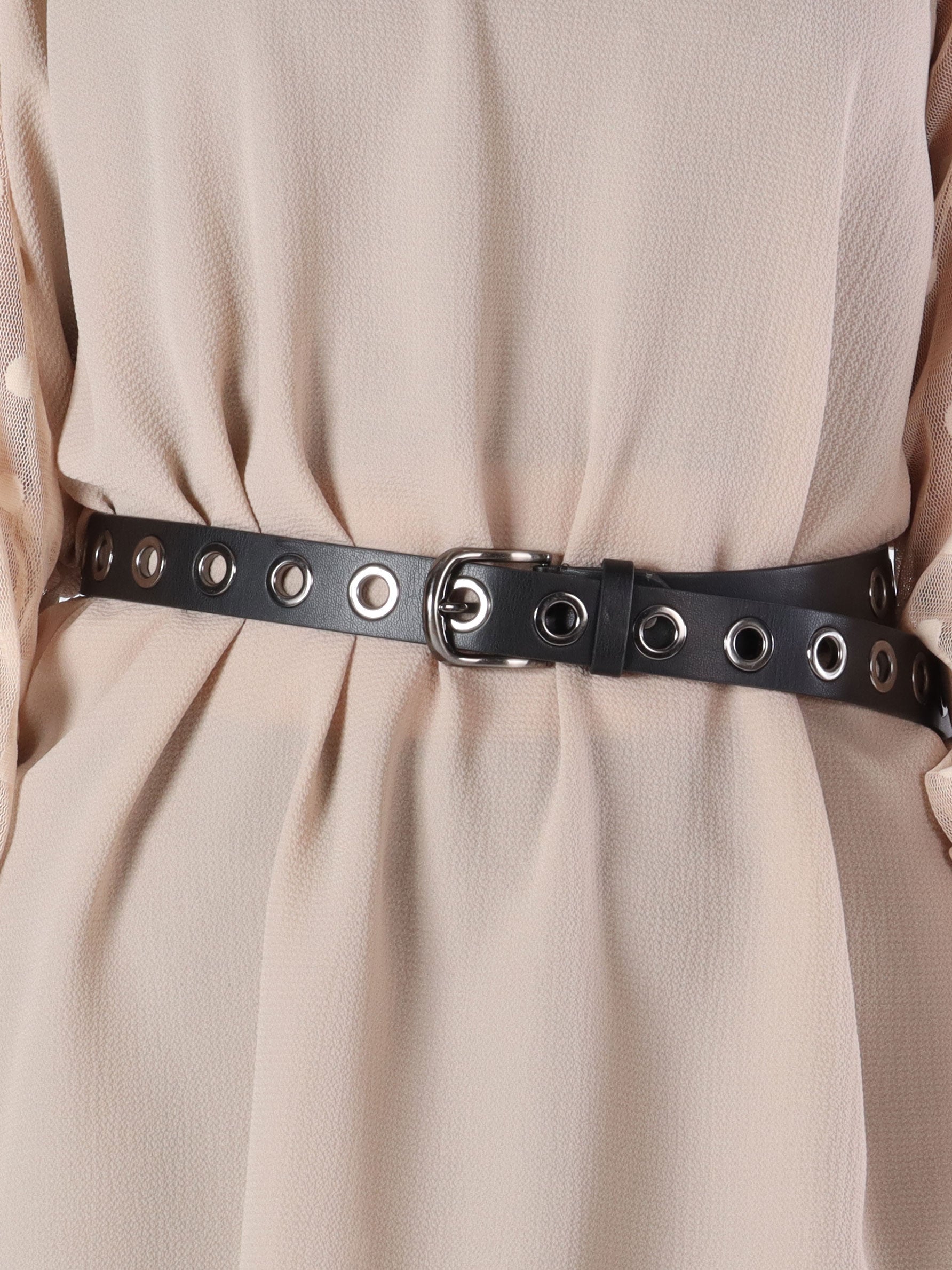 Jamila - Svart bälte med gulddetaljer och spänne