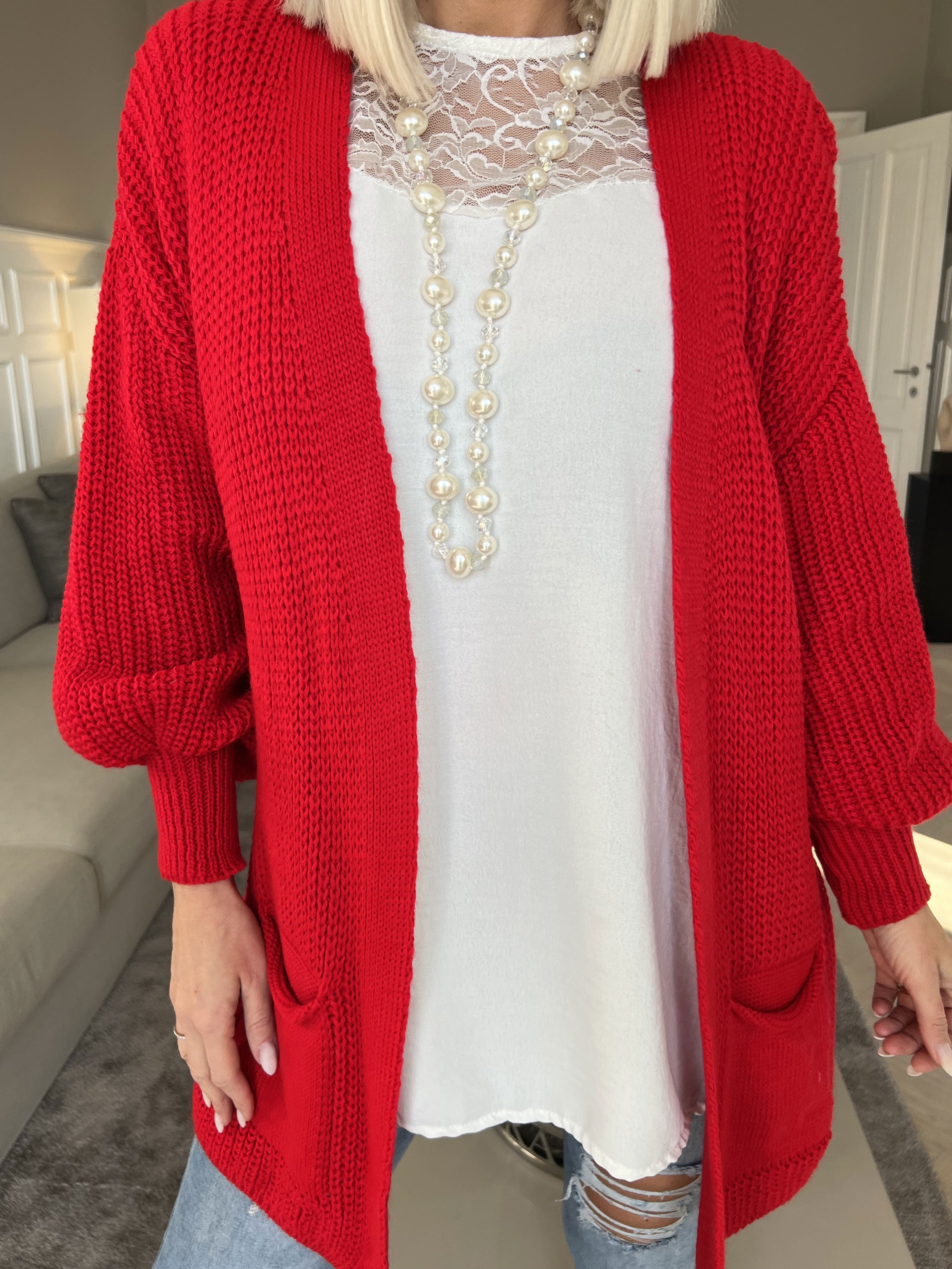 Sally Short - Söt stickad kofta med ballongärmar