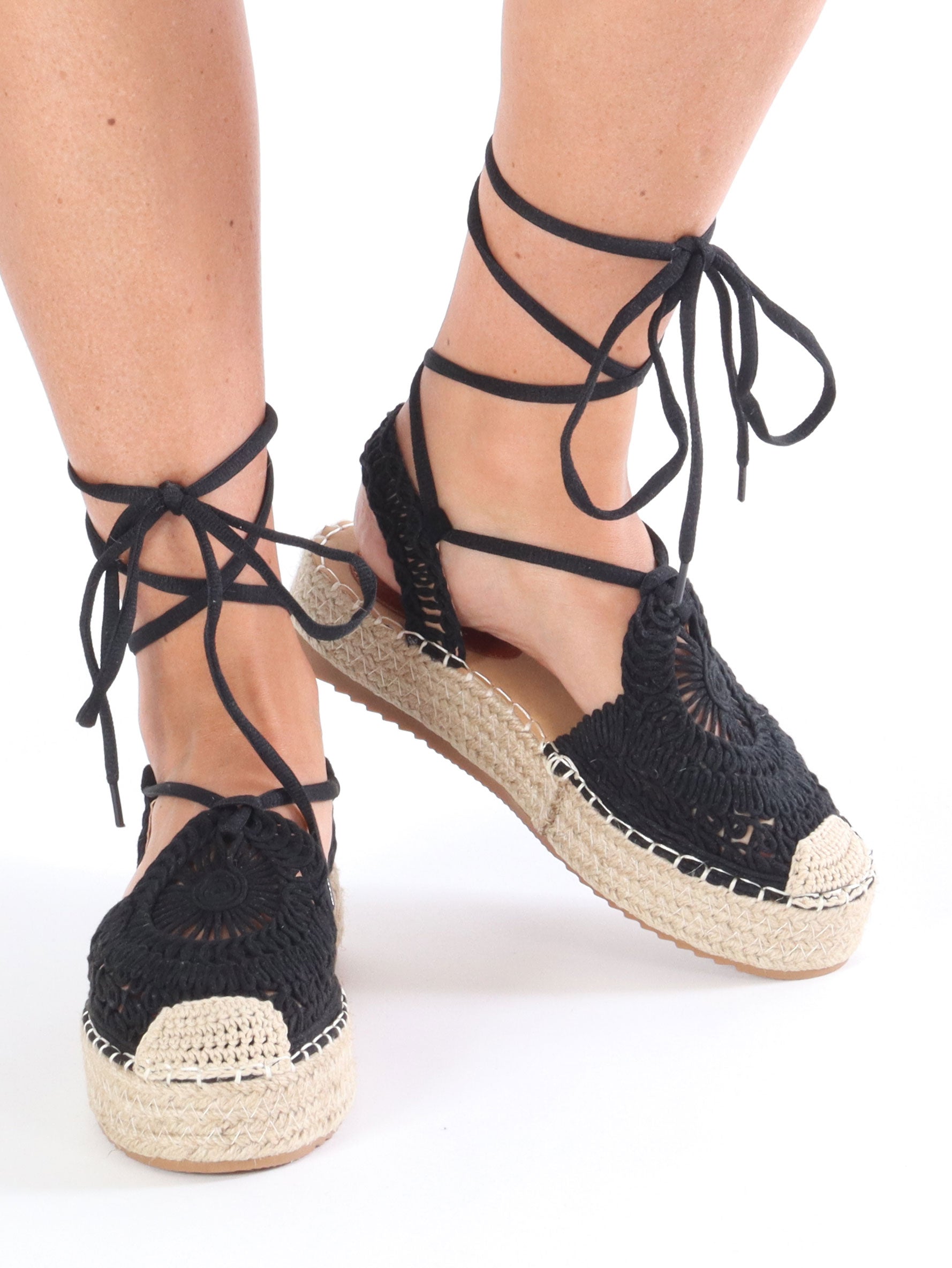 Esly - Espadrillos med tjock sula och spets