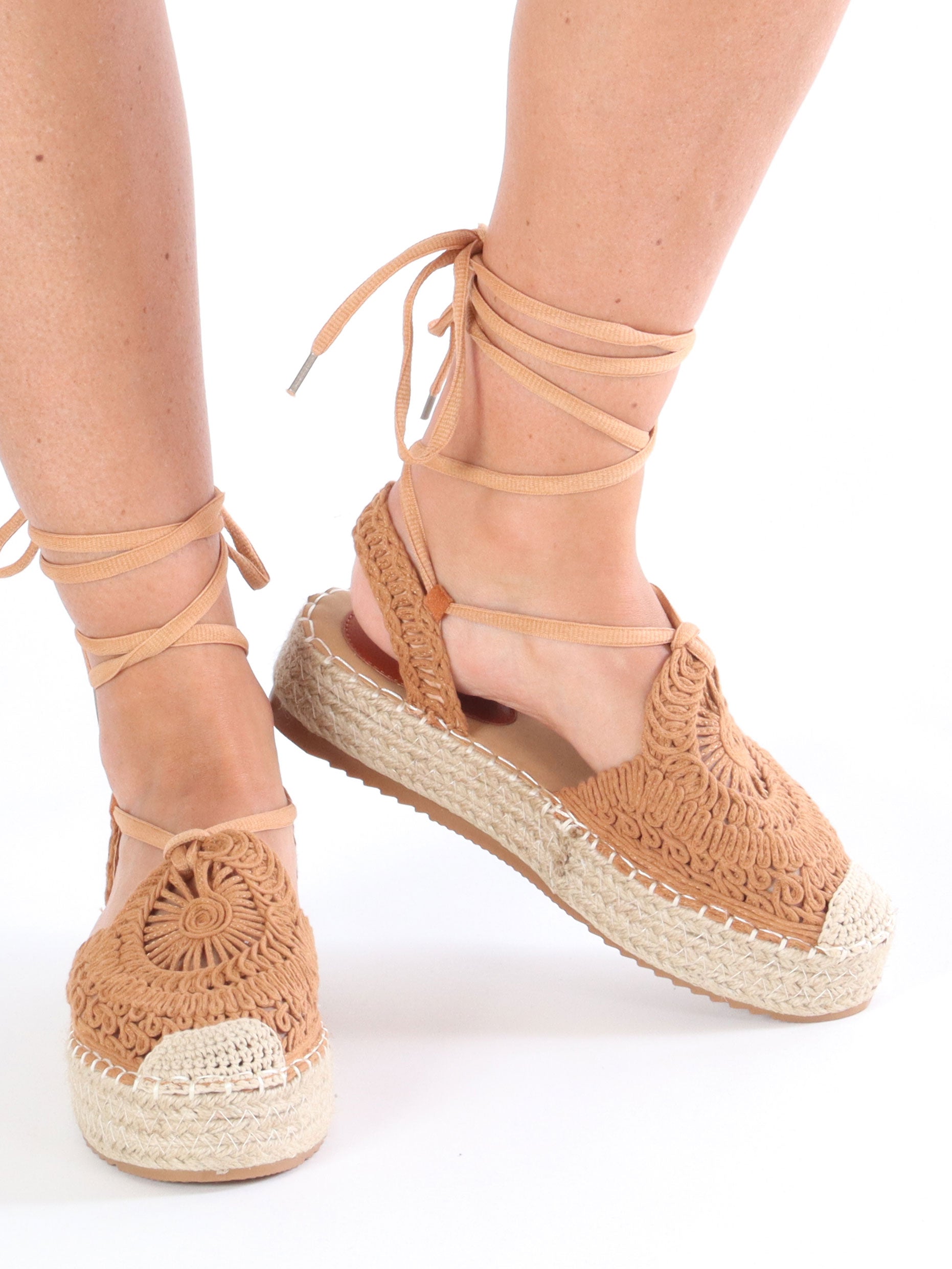 Esly - Espadrillos med tjock sula och spets