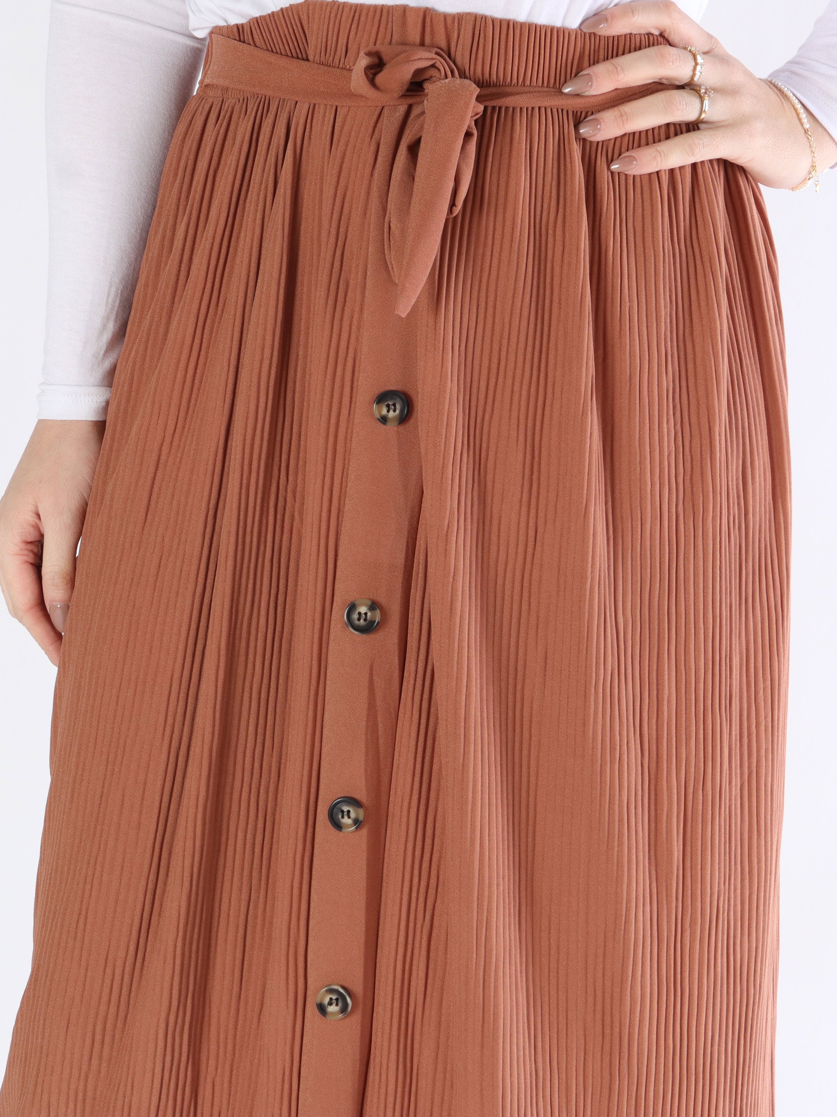 Andrea - Lång plisserad kjol med knappar