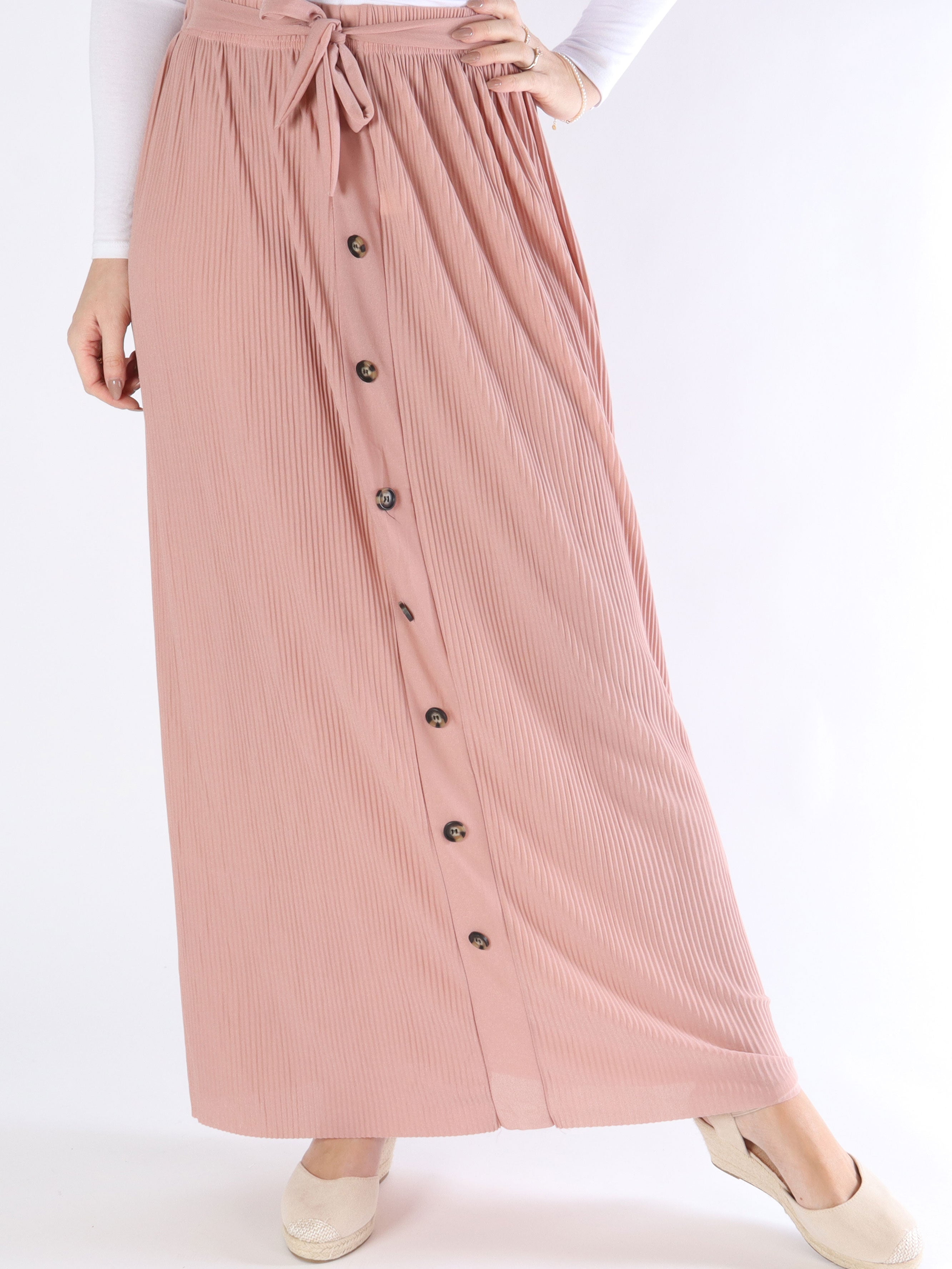 Andrea - Lång plisserad kjol med knappar