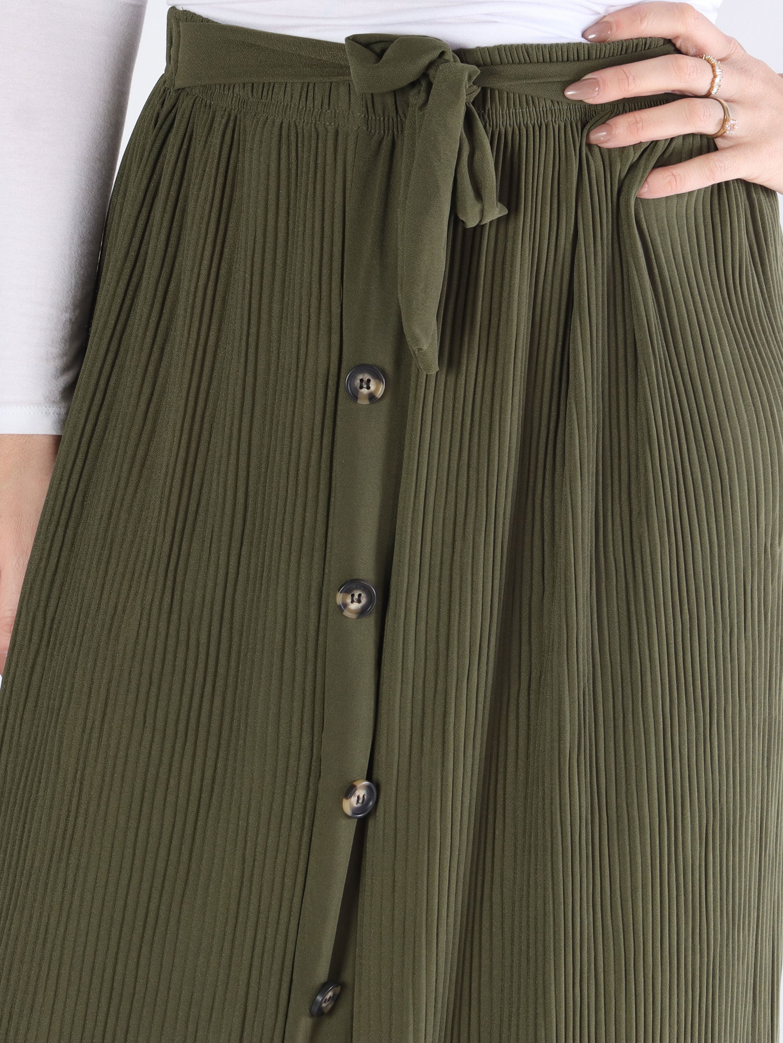 Andrea - Lång plisserad kjol med knappar