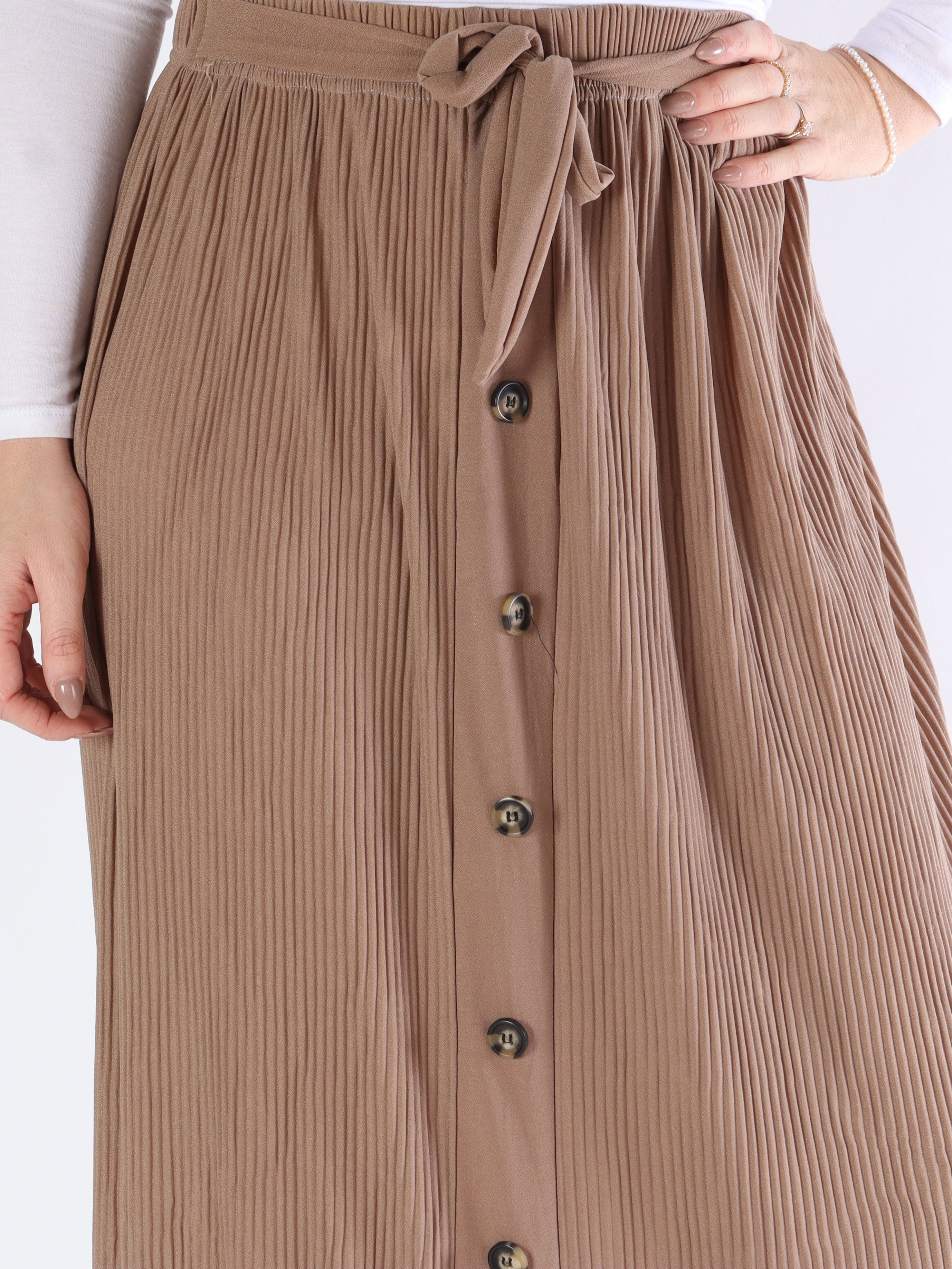 Andrea - Lång plisserad kjol med knappar