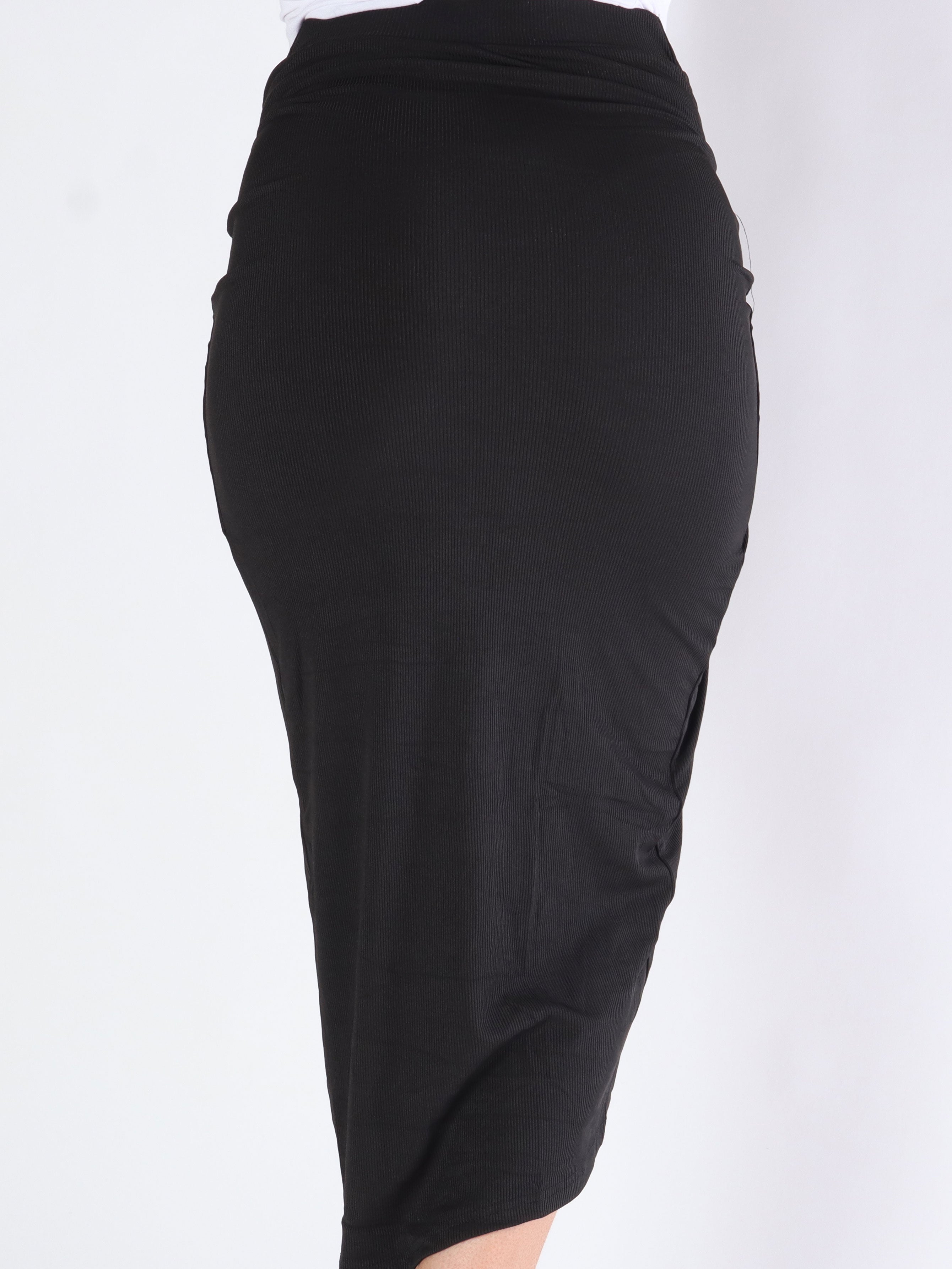 Agnes - Söt elastisk ribbad kjol med slits framsida