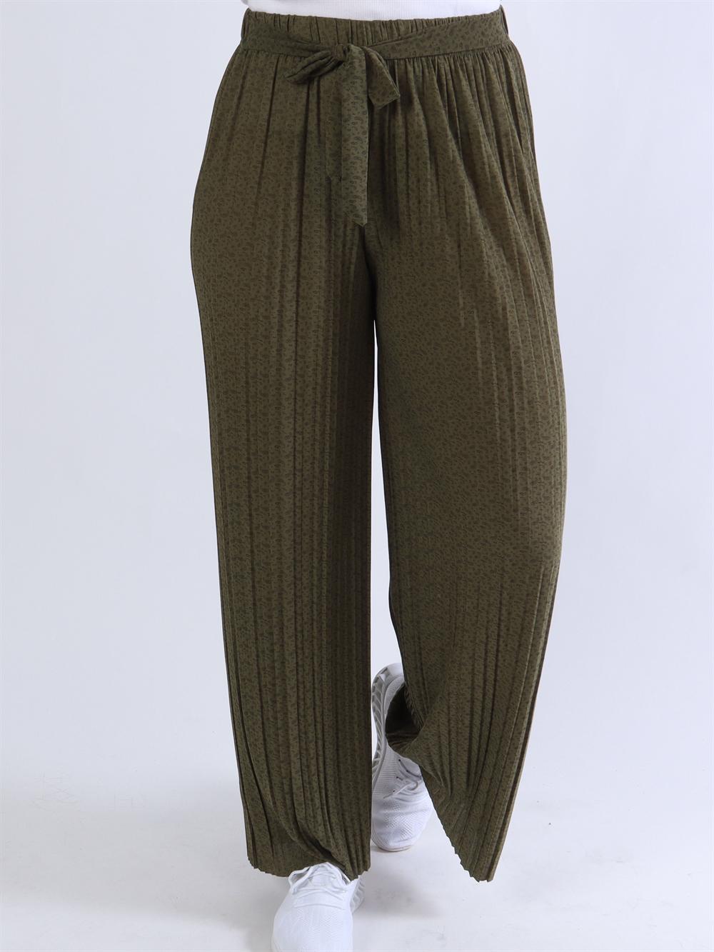 Lajla - Plisserade byxor med litet paisley-mönster