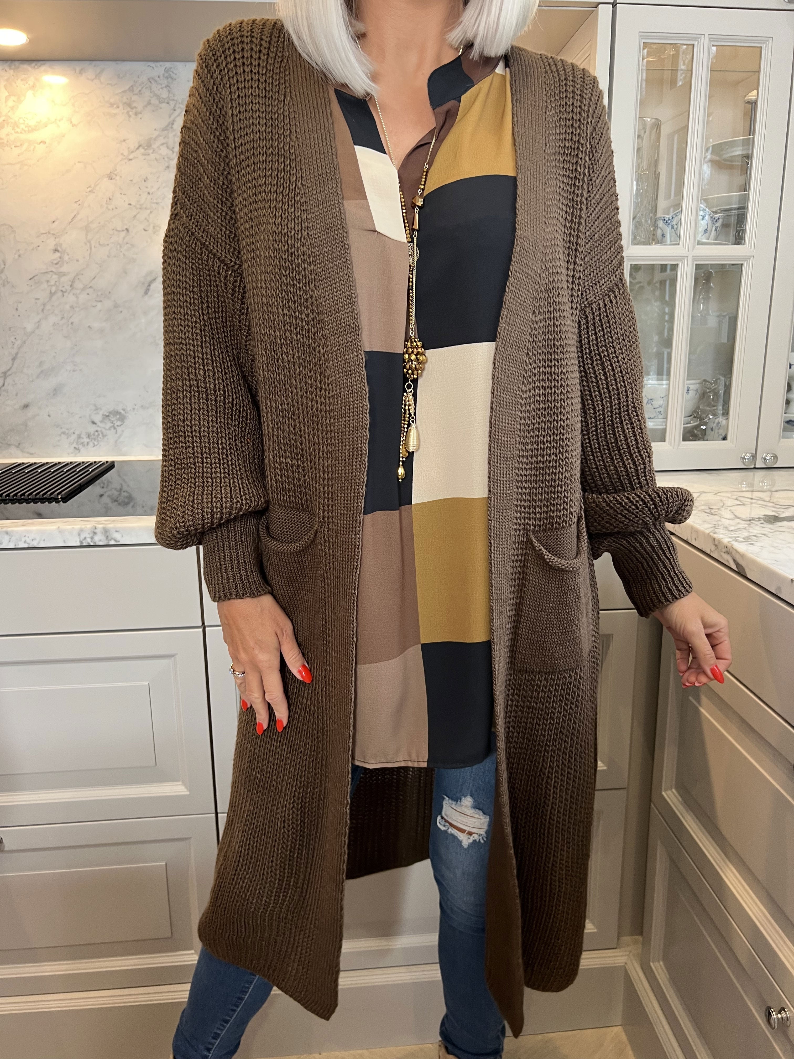 Sally - Stickad kofta med ballongärmar