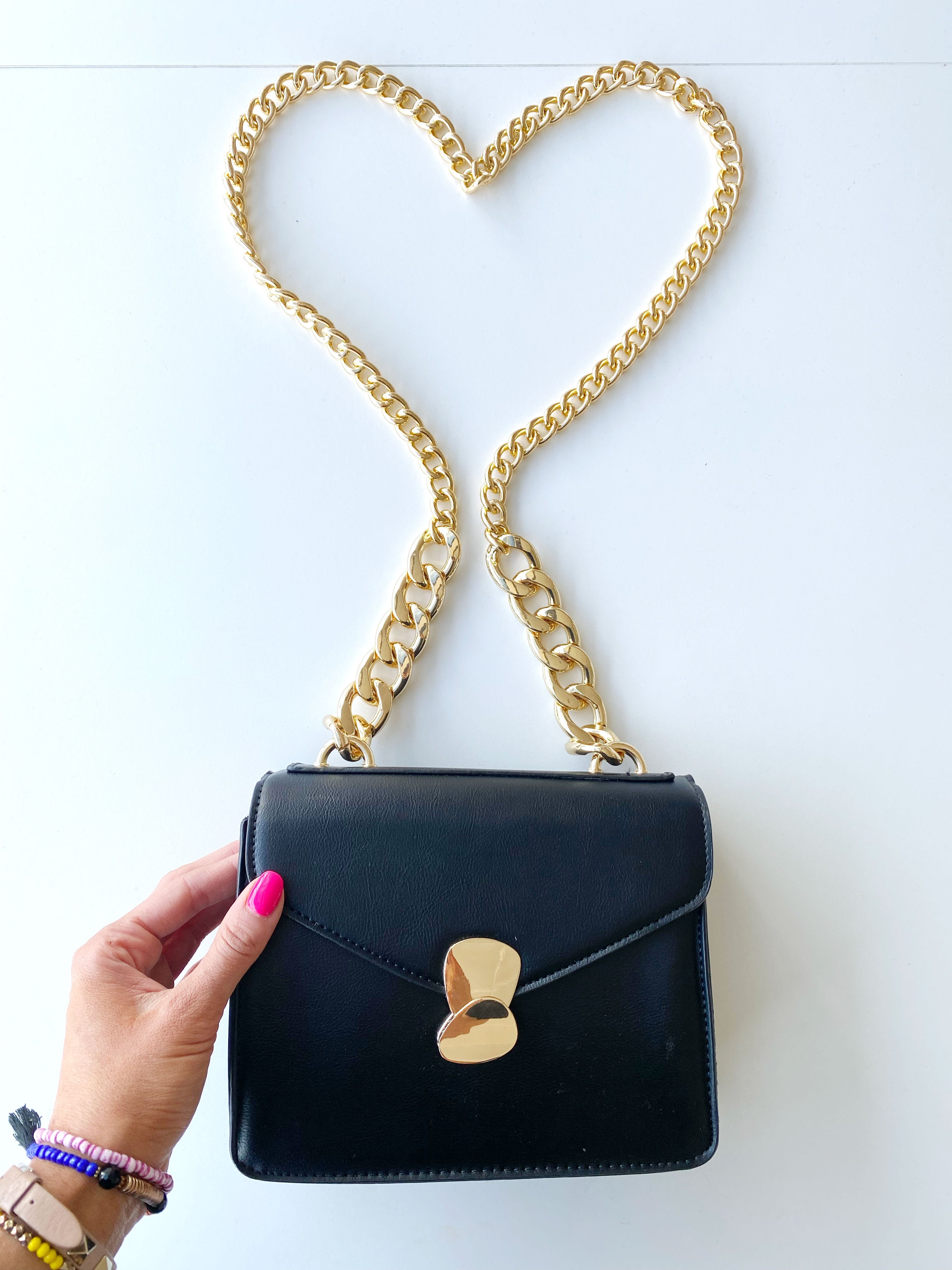 Paris - Blå väska med guldkedja