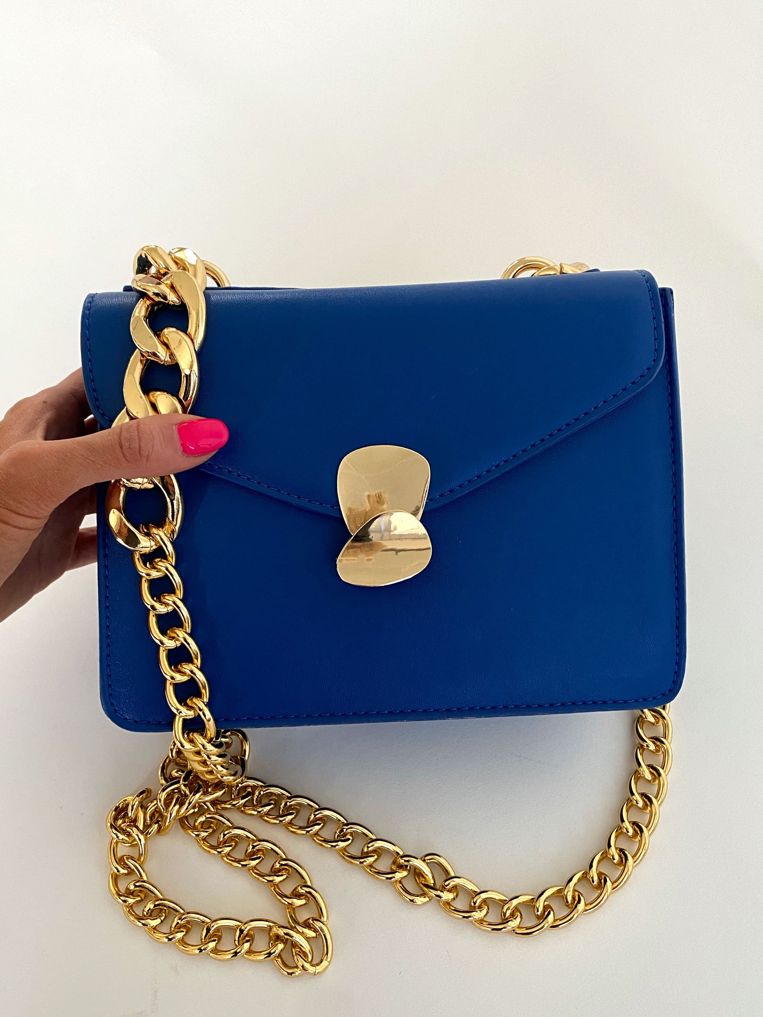 Paris - Blå väska med guldkedja