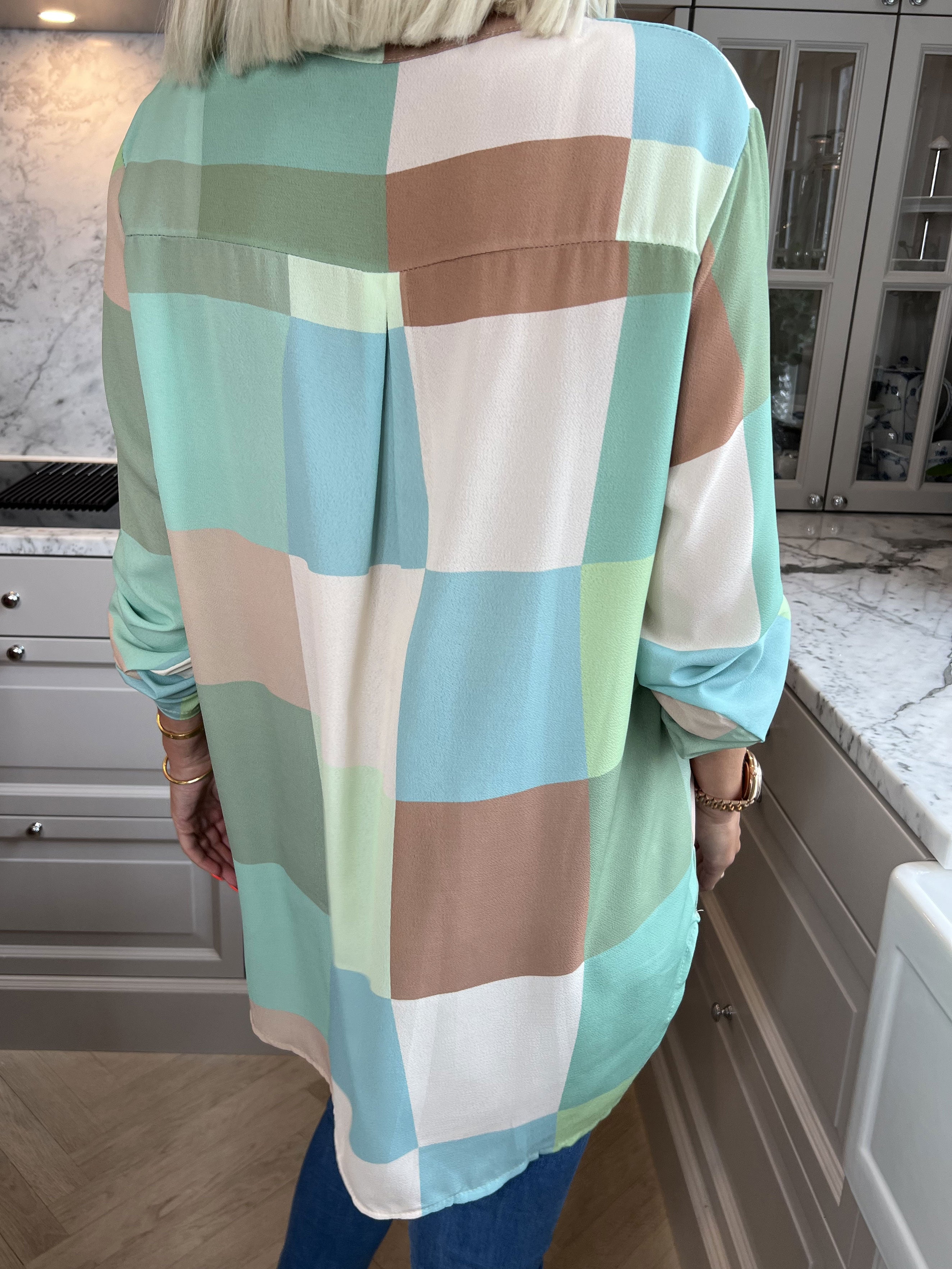 Vanesa - Lång rutig flerfärgad tunika